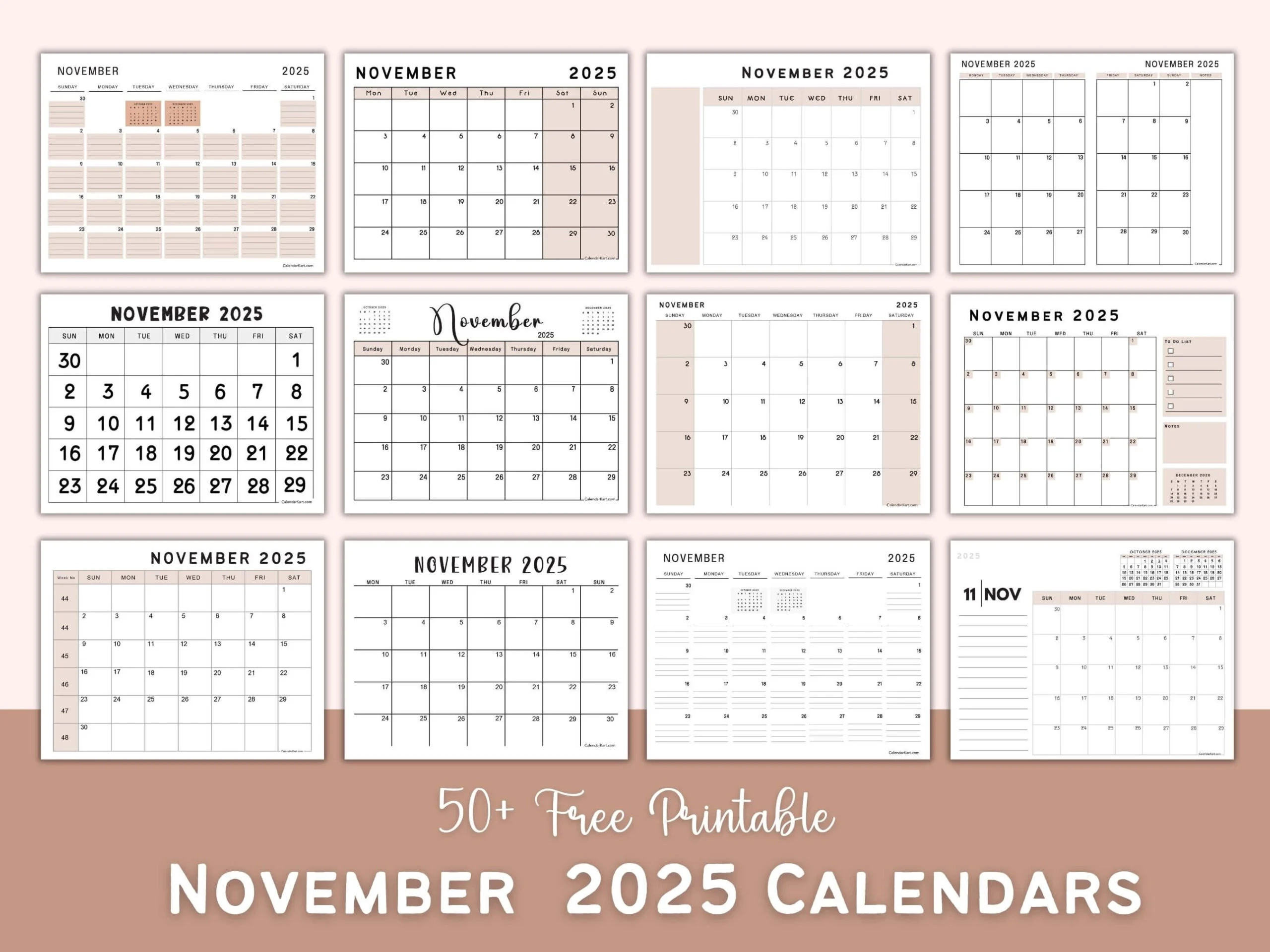 Printable November 2025 Calendars Free Pdf CalendarKart