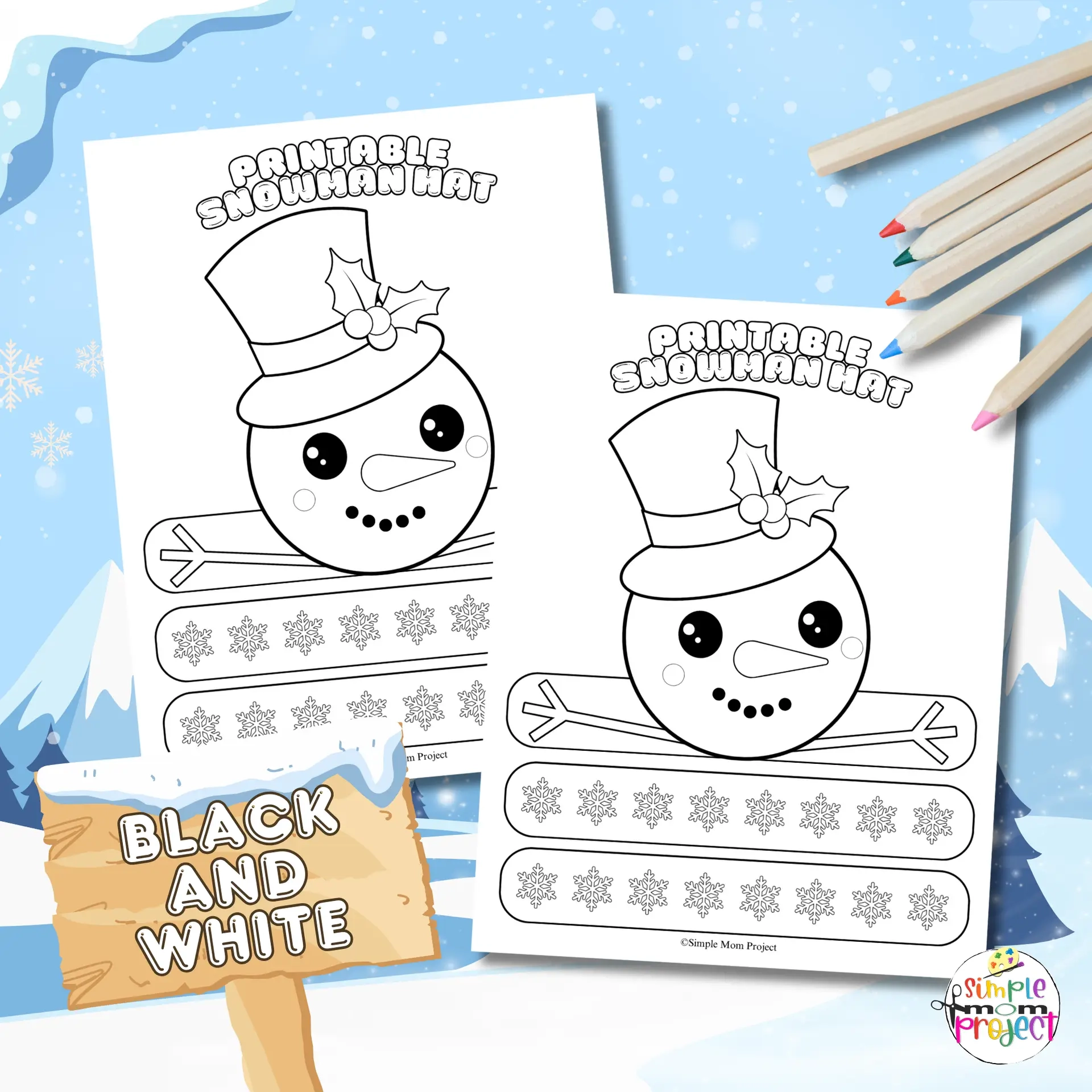 Printable Snowman Hat Craft Template For Kids Simple Mom Project 