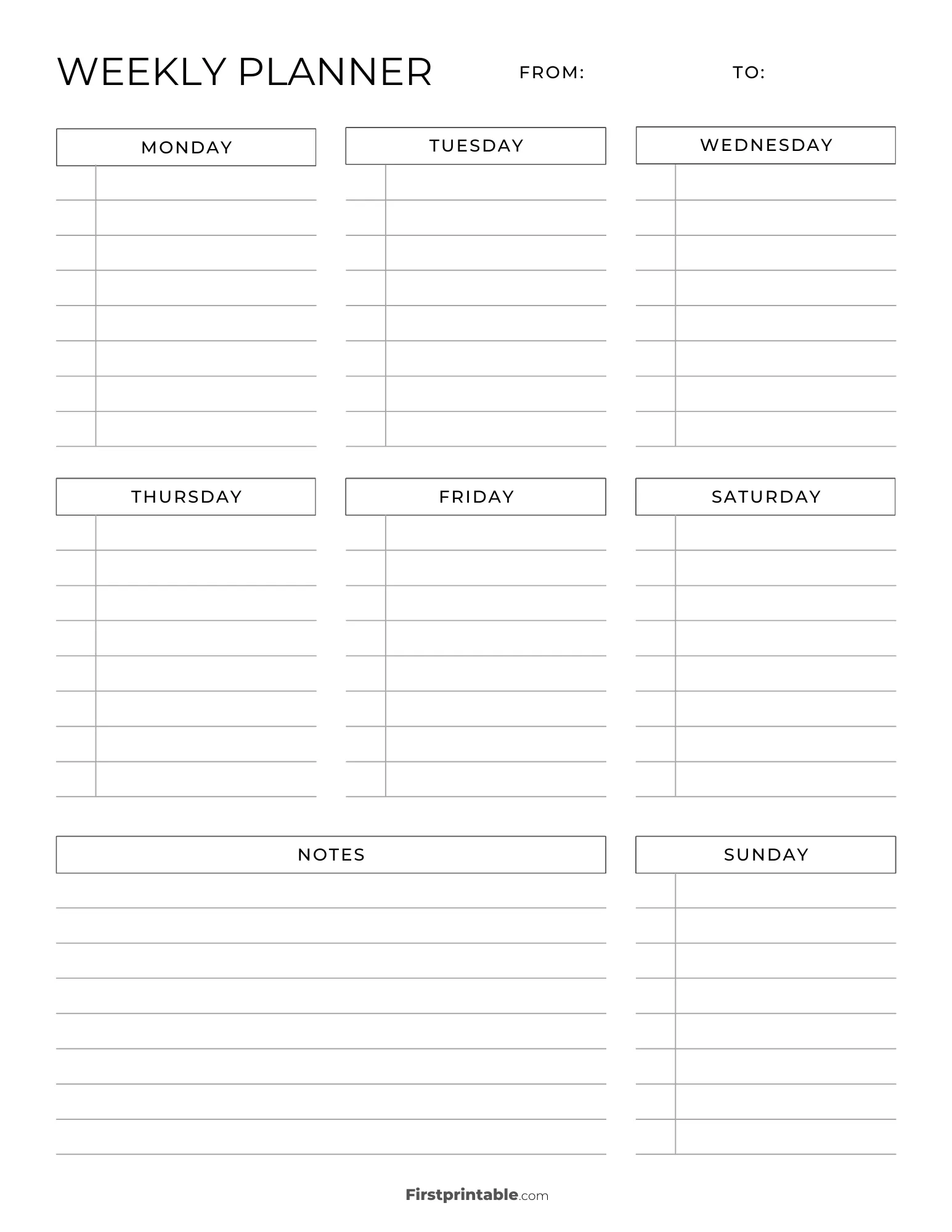 Printable Weekly Calendar amp Planner Free Templates