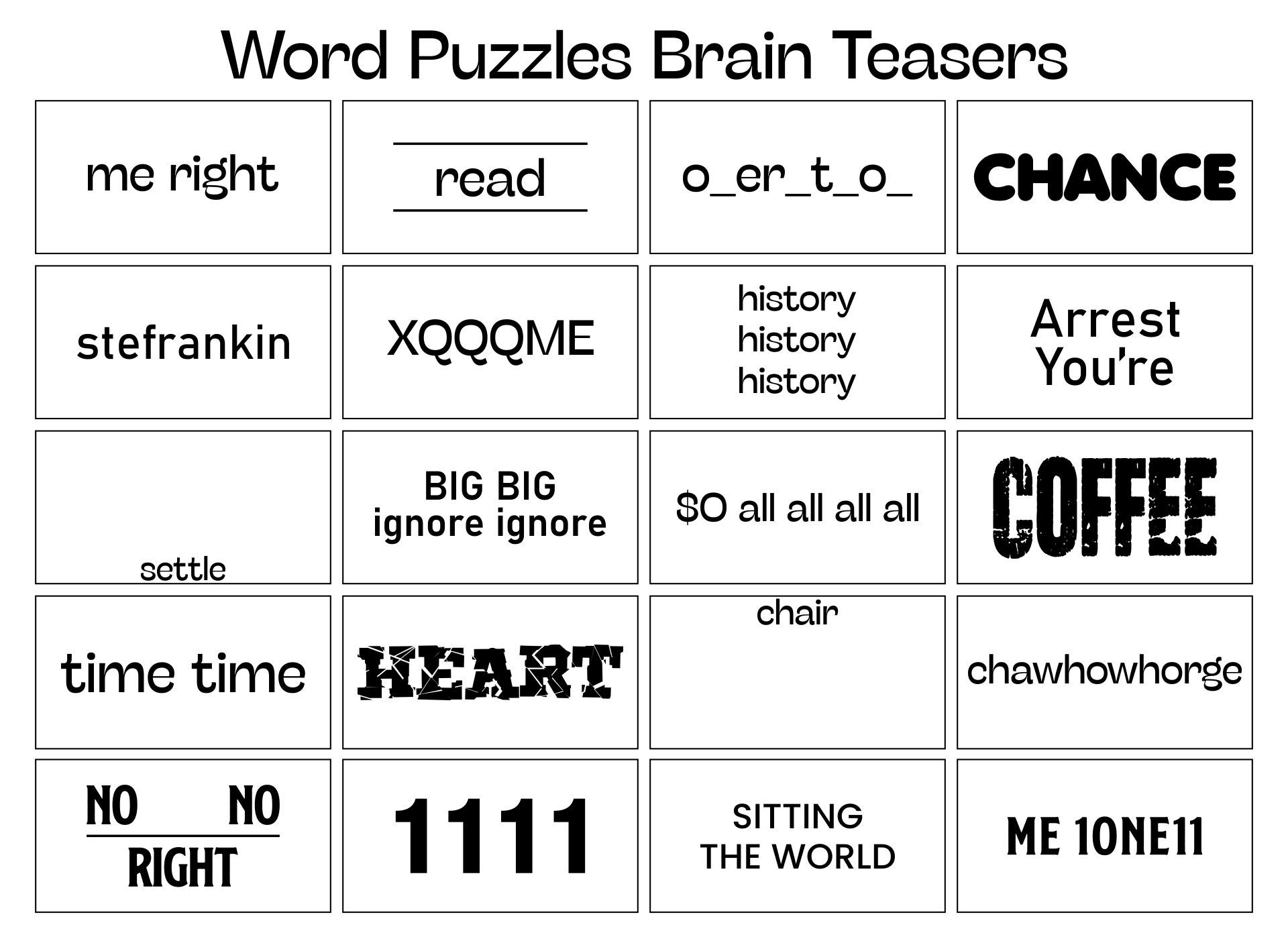 Printable Word Puzzles Brain Teasers Word Puzzles Brain Teasers 