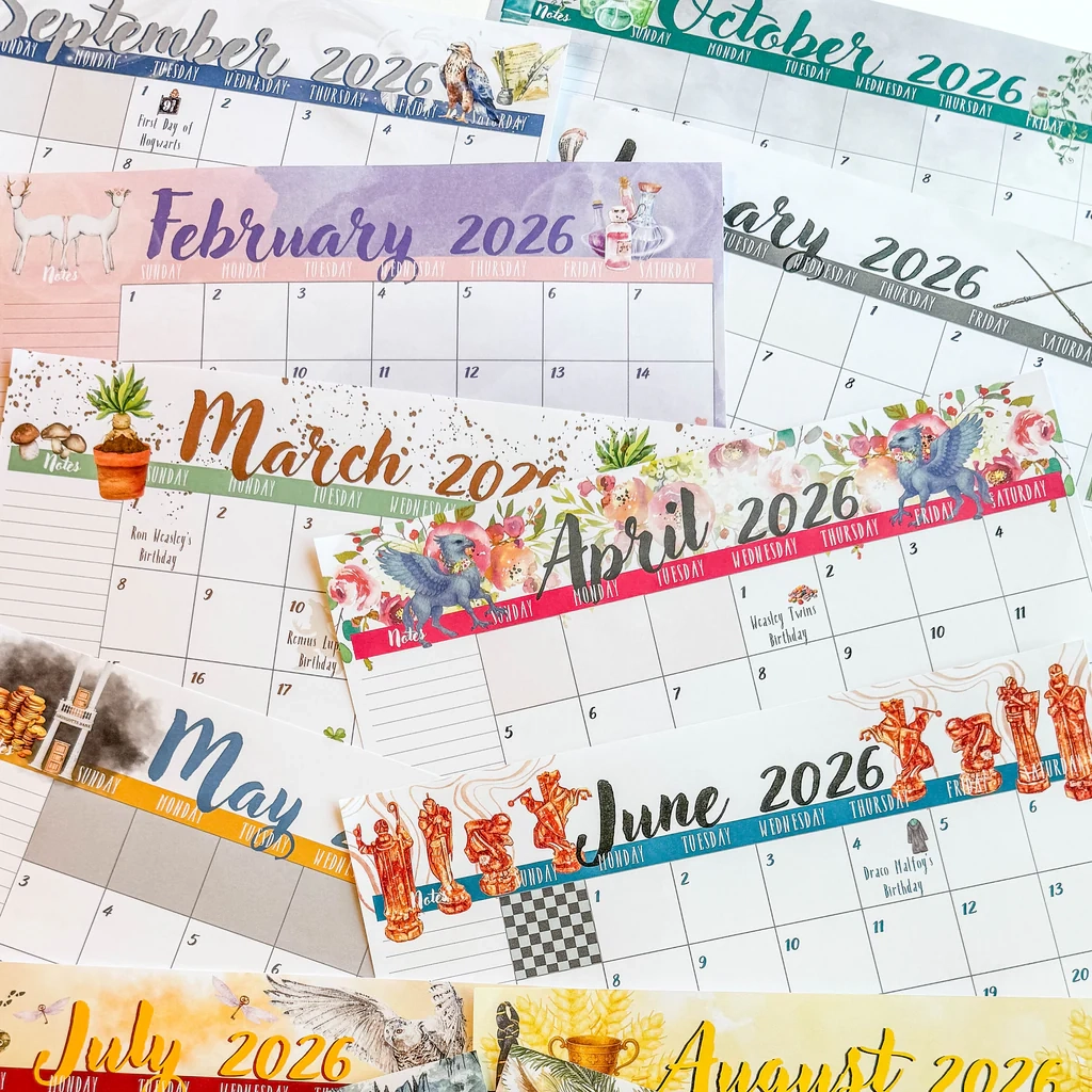 PRINTED 2026 Calendar Pages Carrie Elle