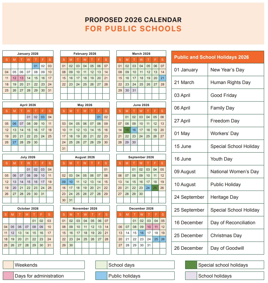 2026 Printable Calendar By Month South Africa