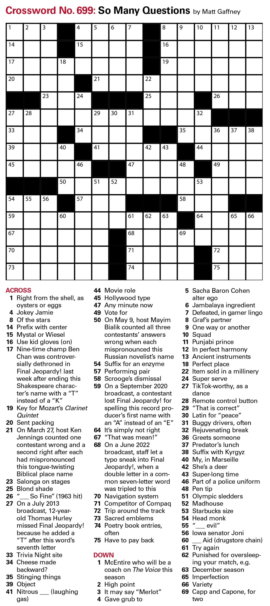 Puzzles Printable Crossword Issue June 9 2023 Puzzles 