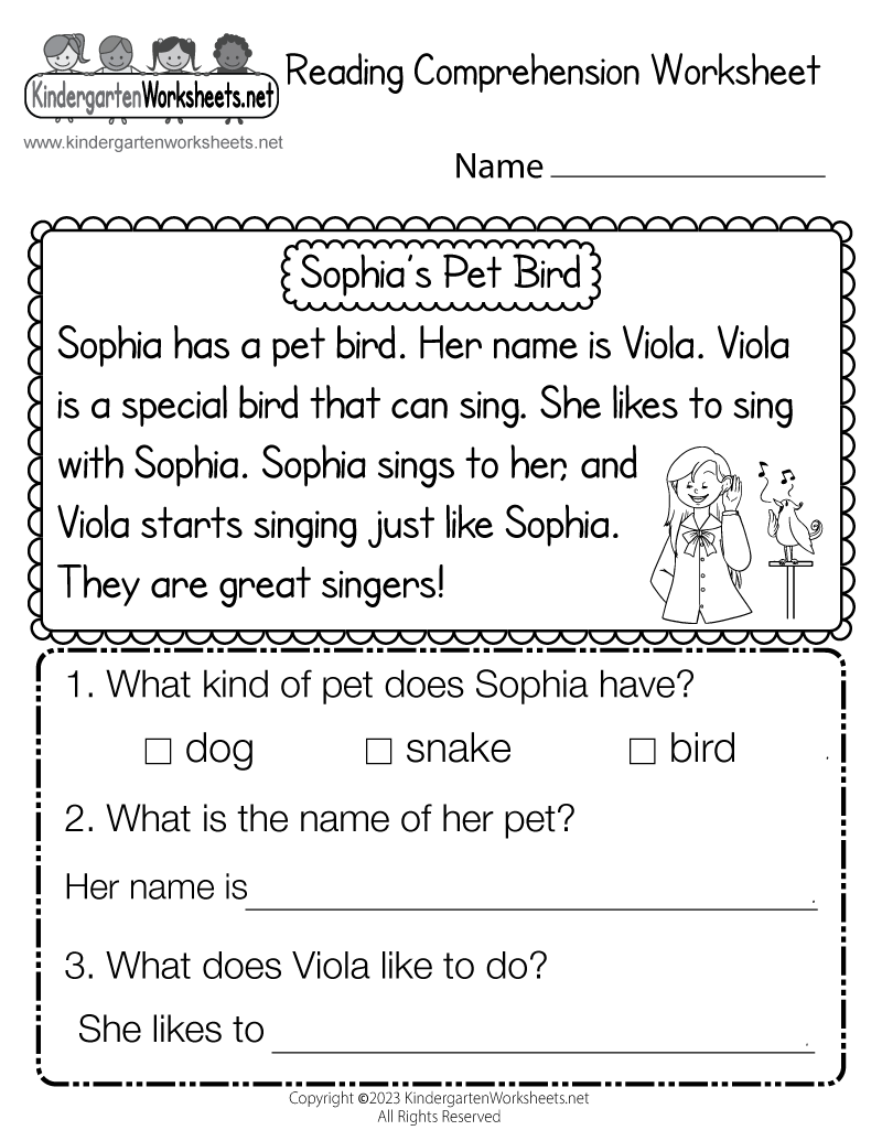 Kindergarten Reading Worksheets Printable