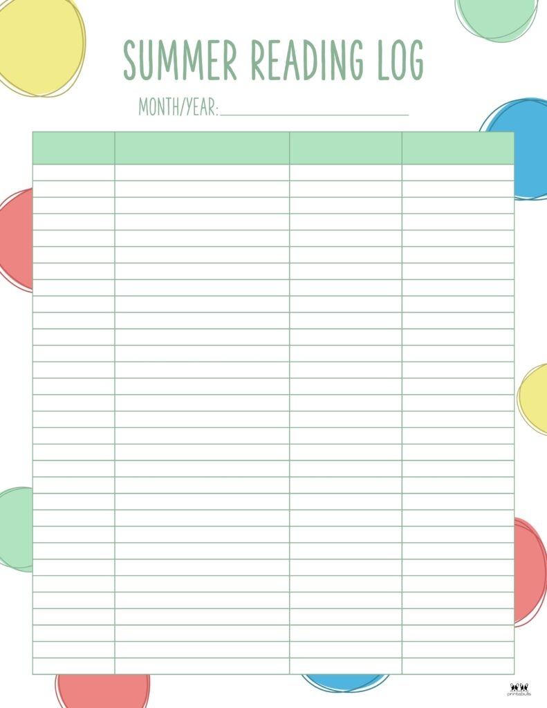 Printable Reading Log Template