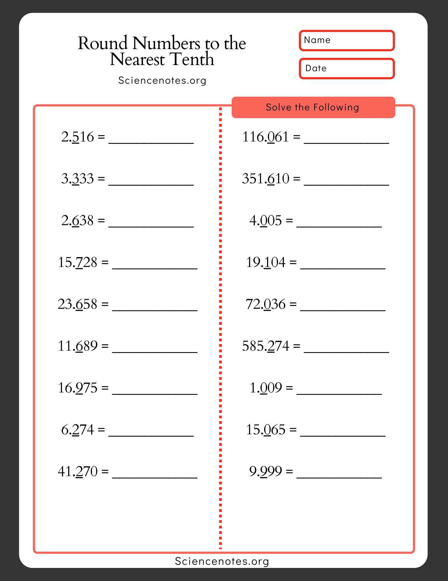Rules For Rounding Numbers Printable
