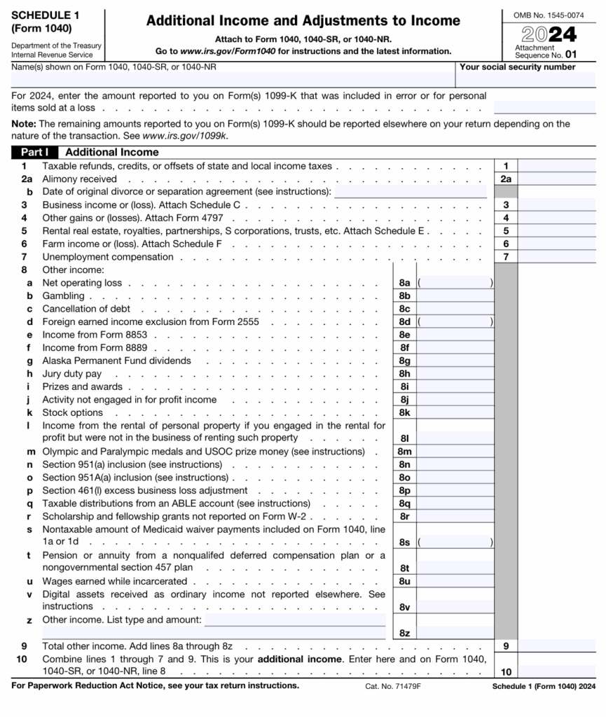 Schedule 1 Form 1040 For US Expats Income amp Adjustments Guide