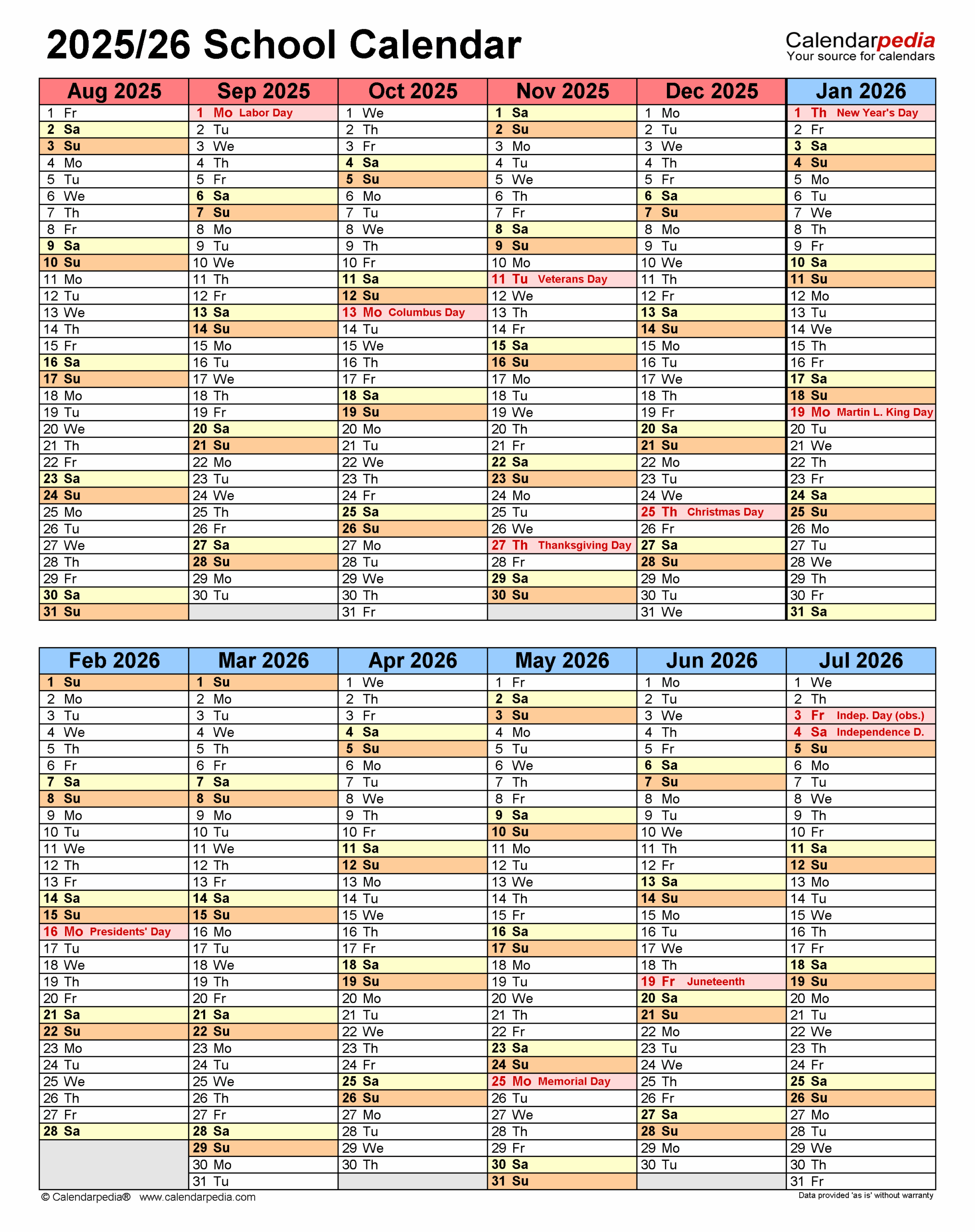 Printable Blank Calendar 2026-26