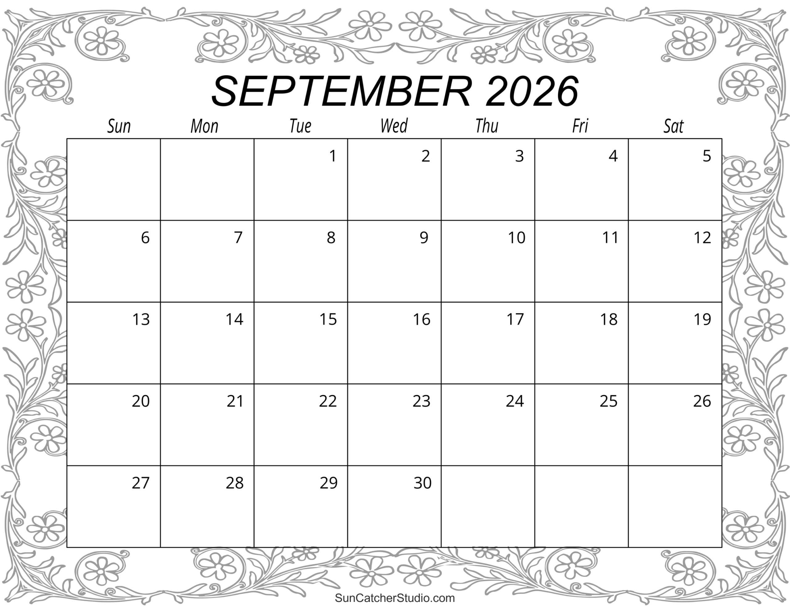 Printable Calendar September To December 2026