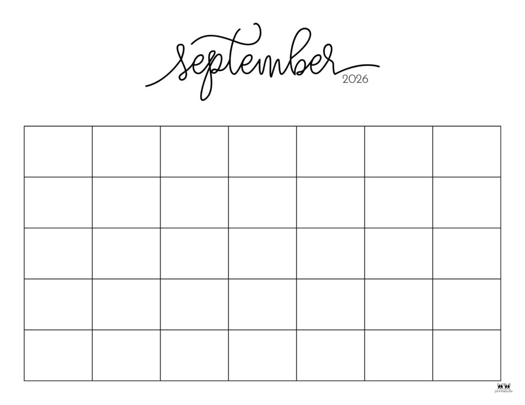 Blank Calendar Septembert 2026 Printable