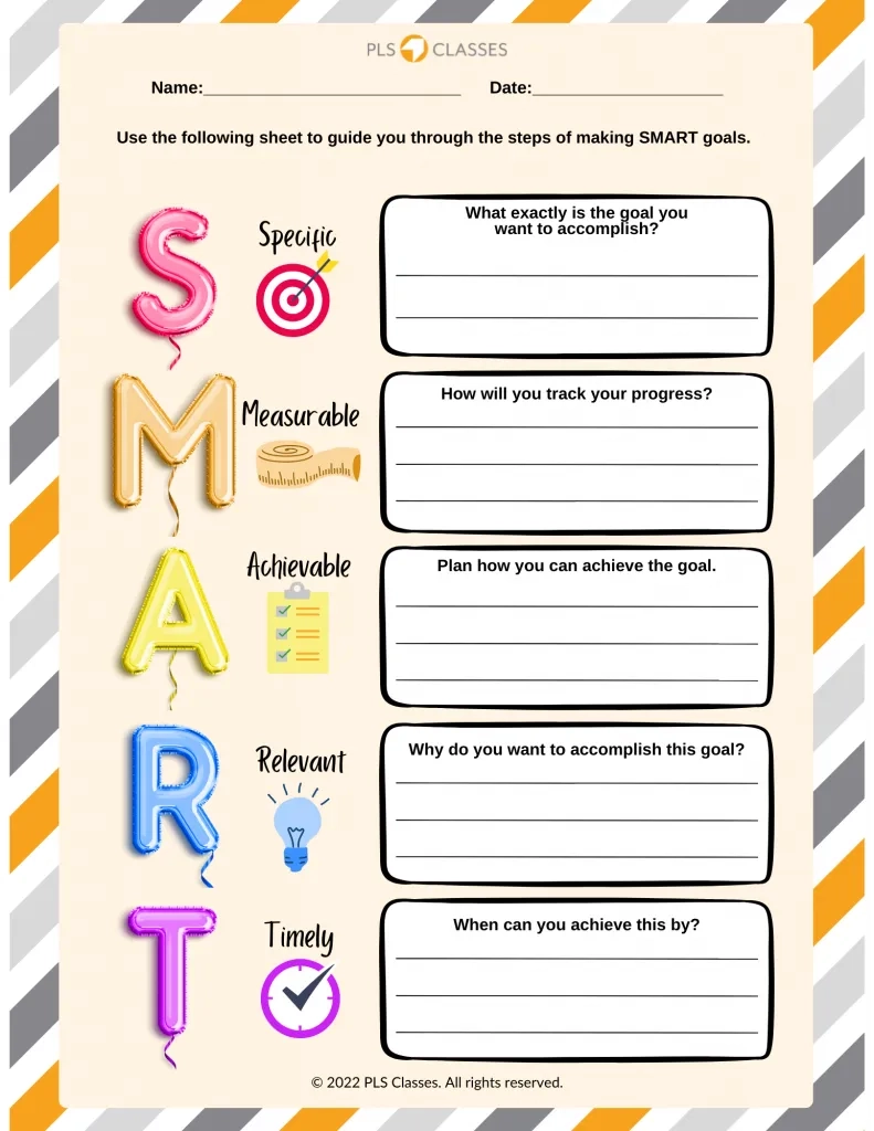 Smart Goals Printable Worksheet Word