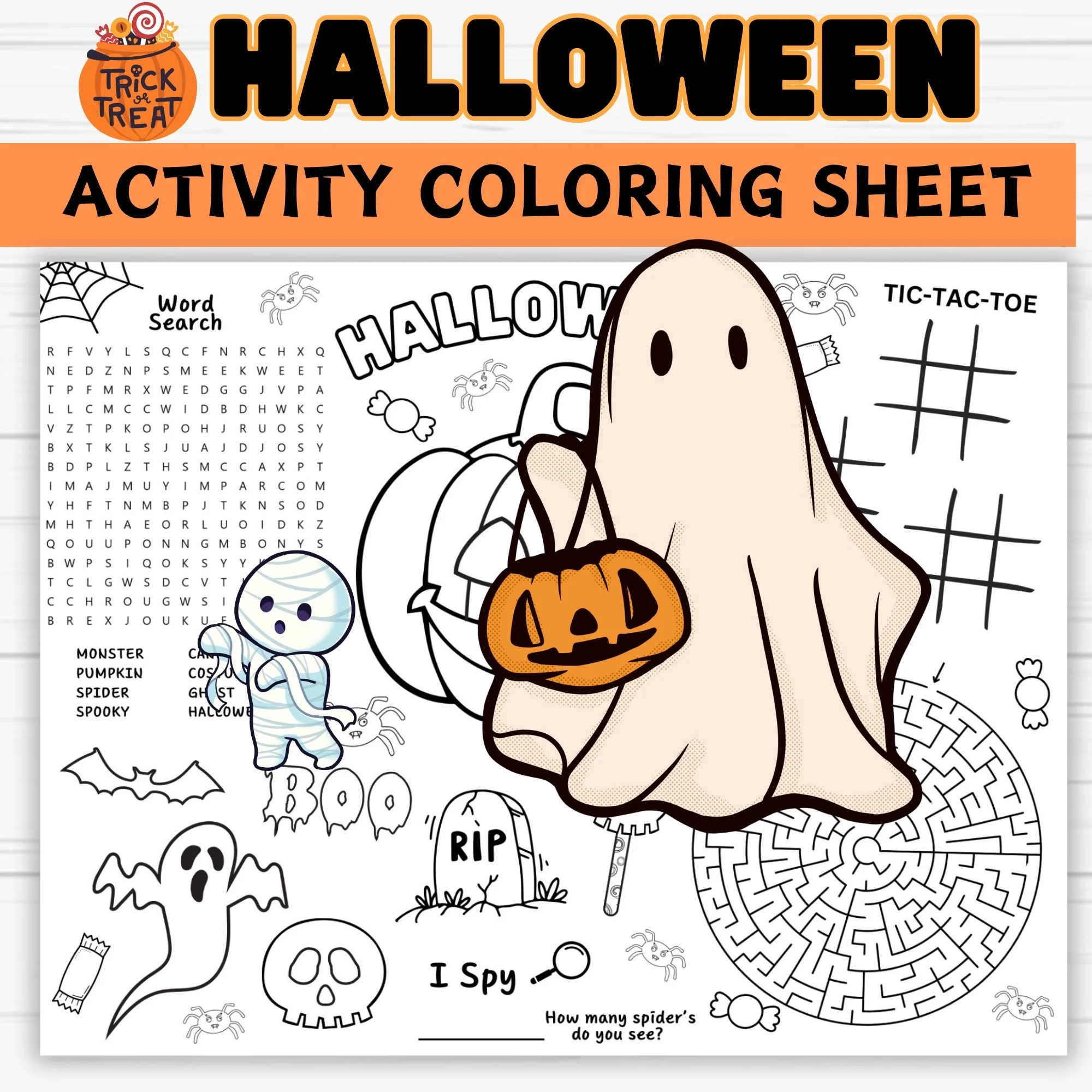Spooktacular Halloween Coloring amp Game Activity Sheets Printable 