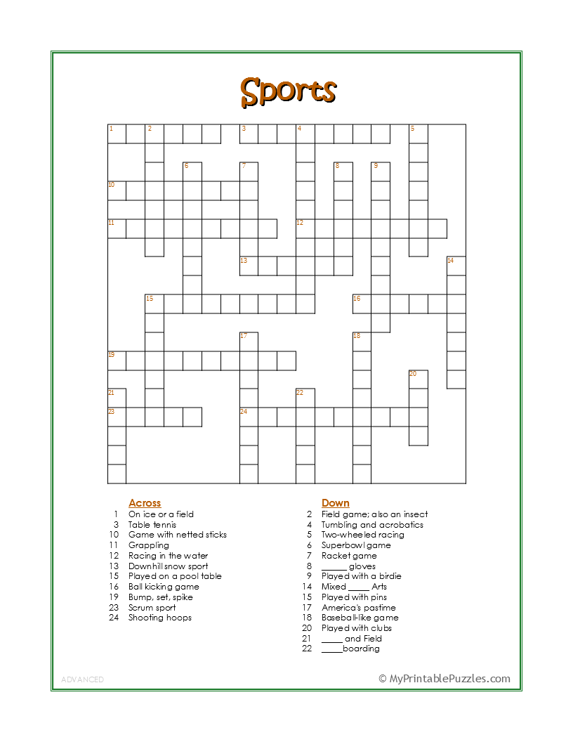 Crosswords For Teens Printable