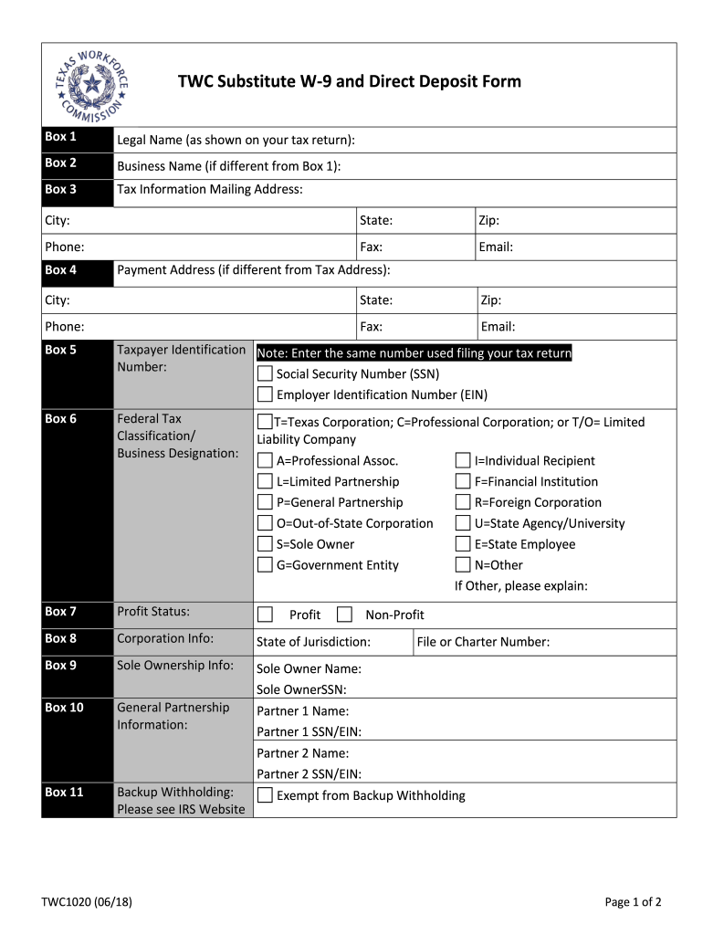 Texas W 9 Fill Out amp Sign Online DocHub