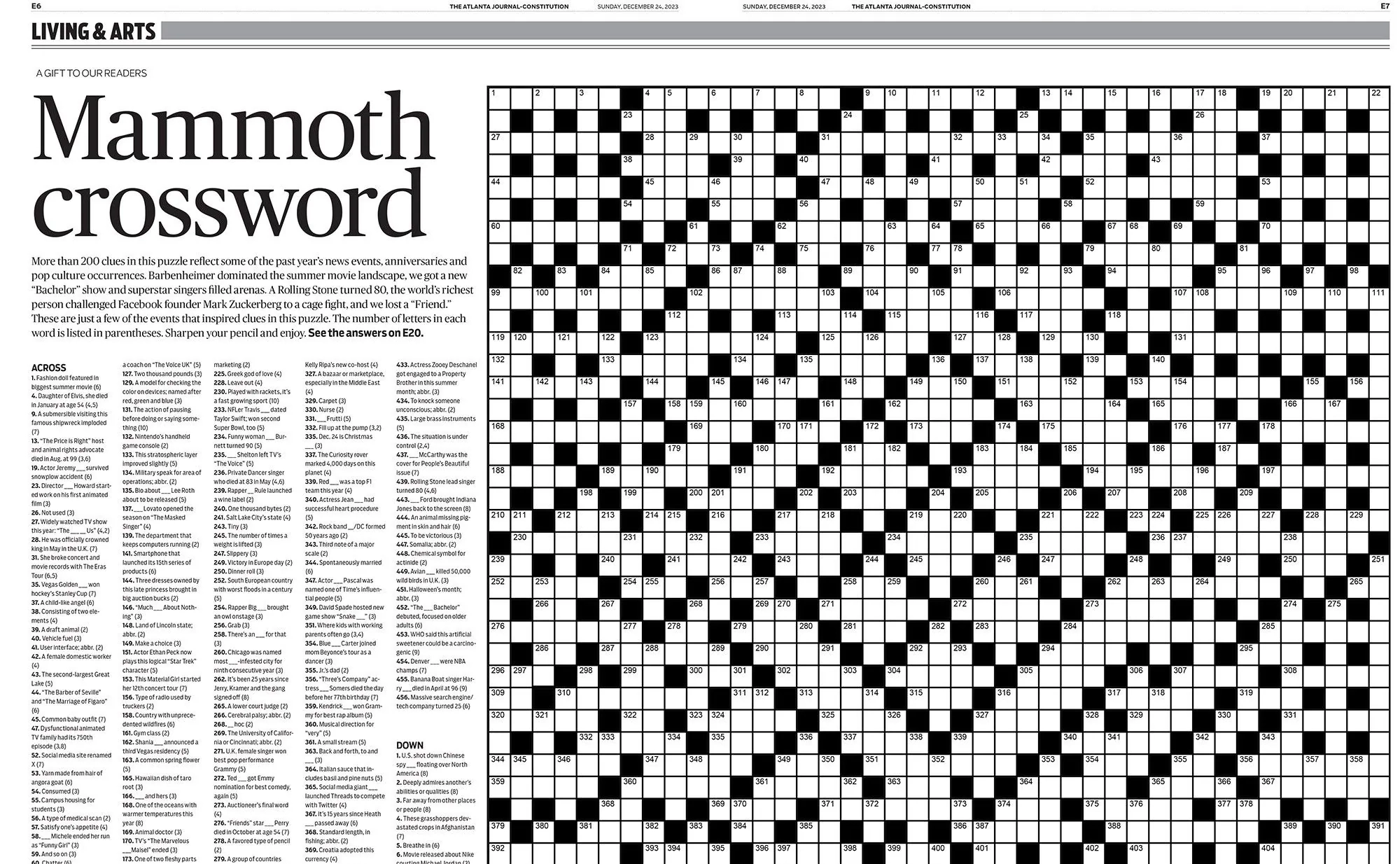 The Year In Review Mammoth Crossword Puzzle In Sunday s Print Edition