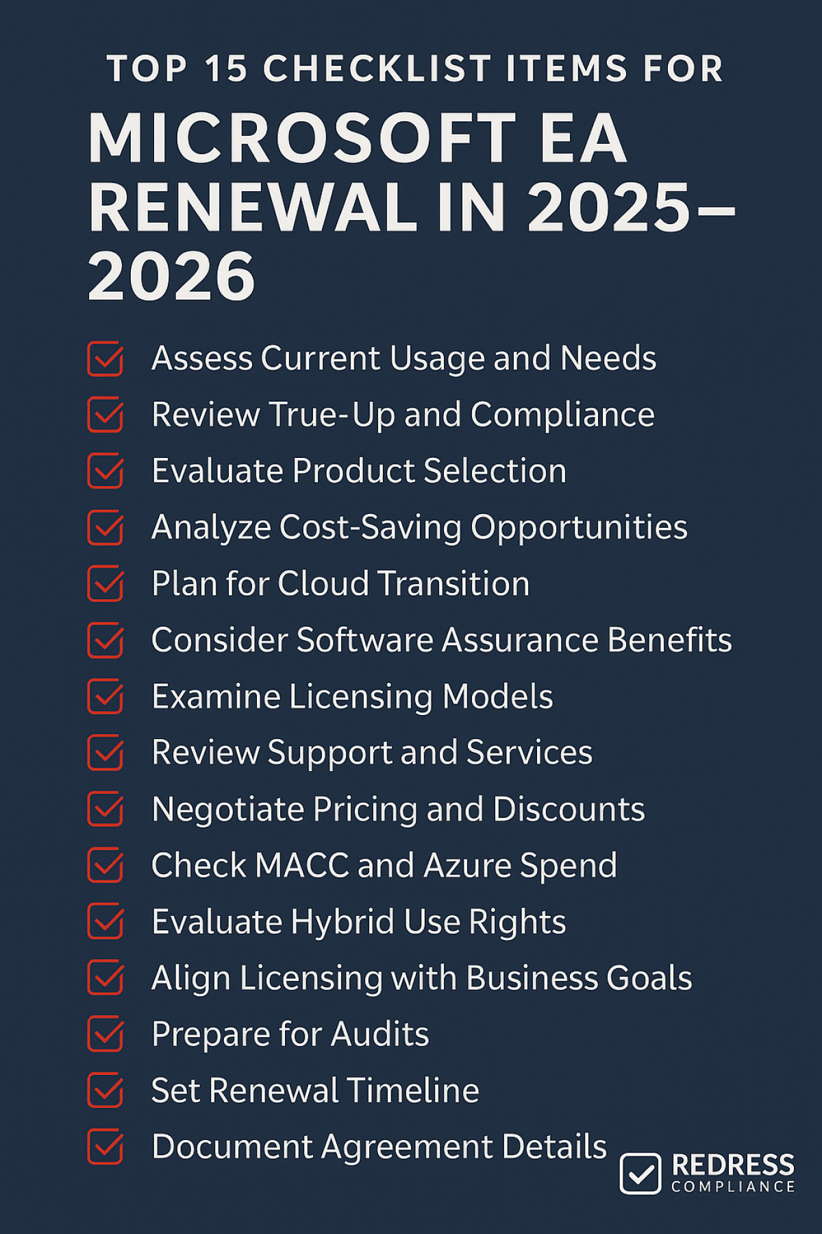Top 15 Checklist Items For Microsoft EA Renewal In 2025 2026