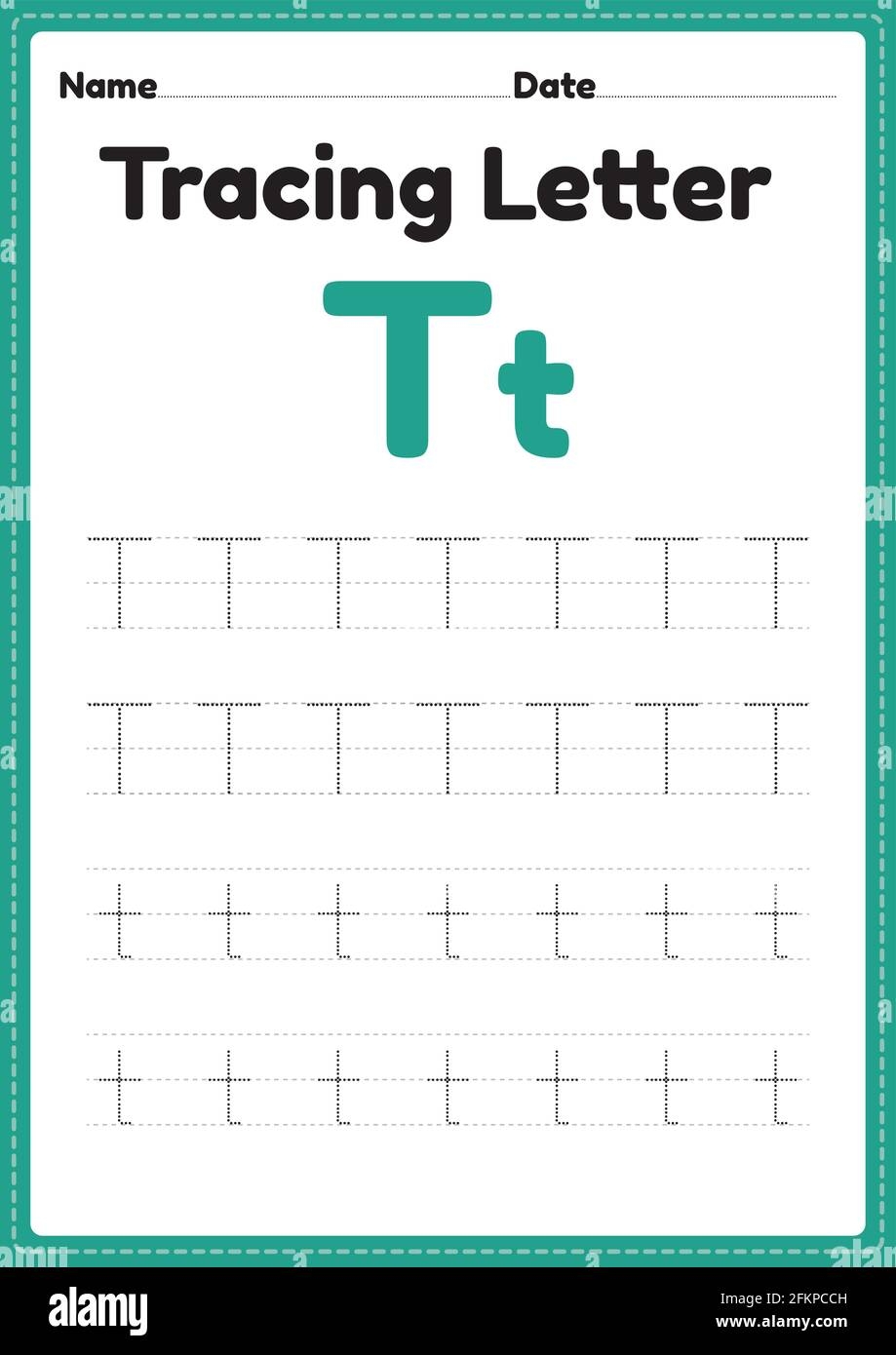 Tracing Letter T Alphabet Worksheet For Kindergarten And Preschool 