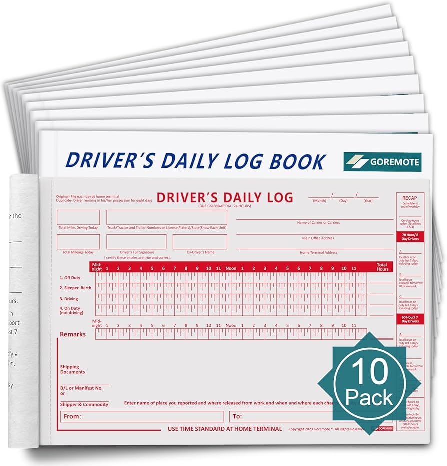 Truck Driver Daily Log Books With 7 And 8 Day Summary 10 Pack 35 Sets Of Forms Per Book 2 Ply Carbon Free 8 5 X 5 5 Inch DOT Paper Logs For Trucker 