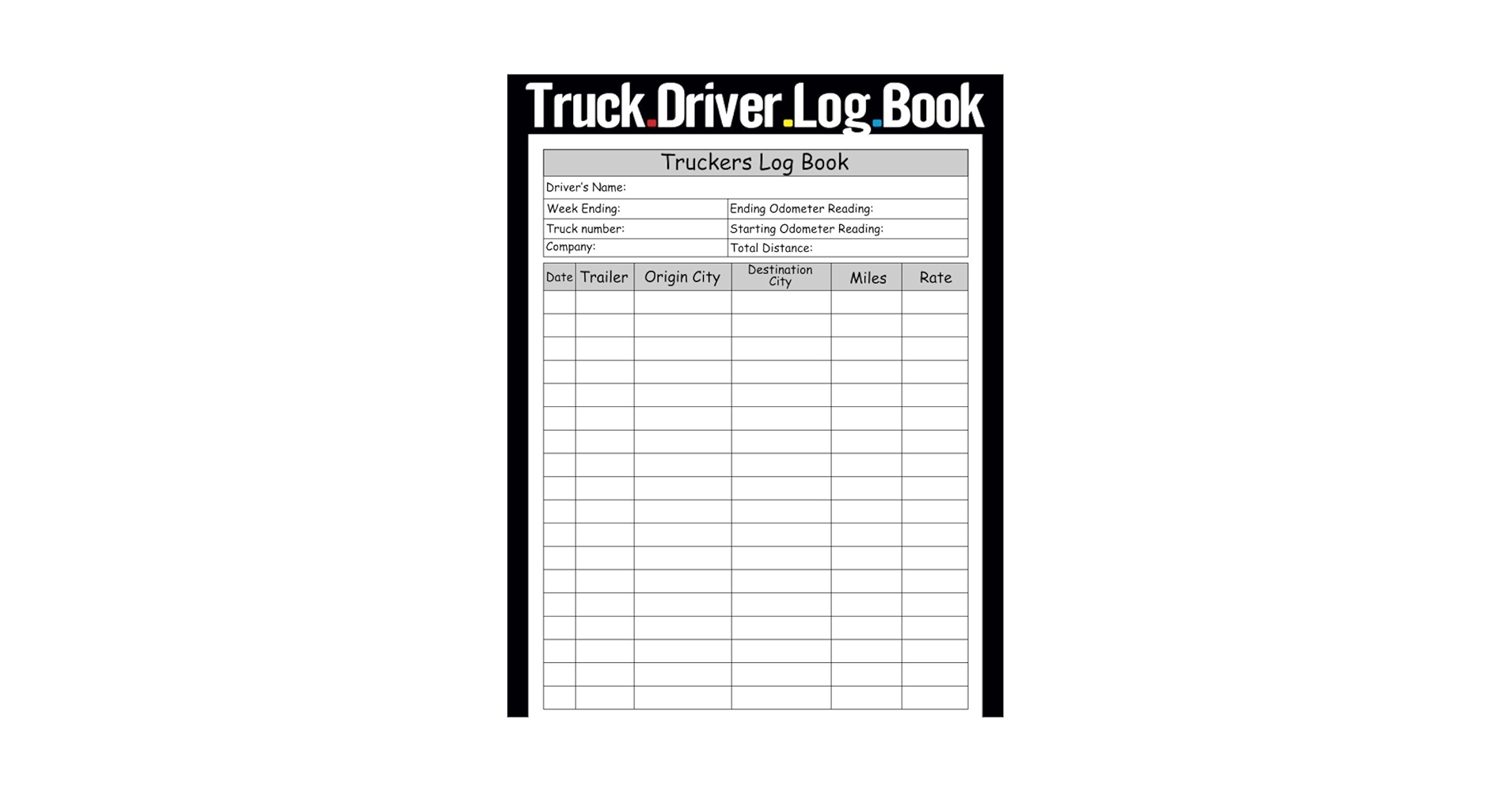 Truck Driver Log Book Log Book For Truckers Perfect For Personal 
