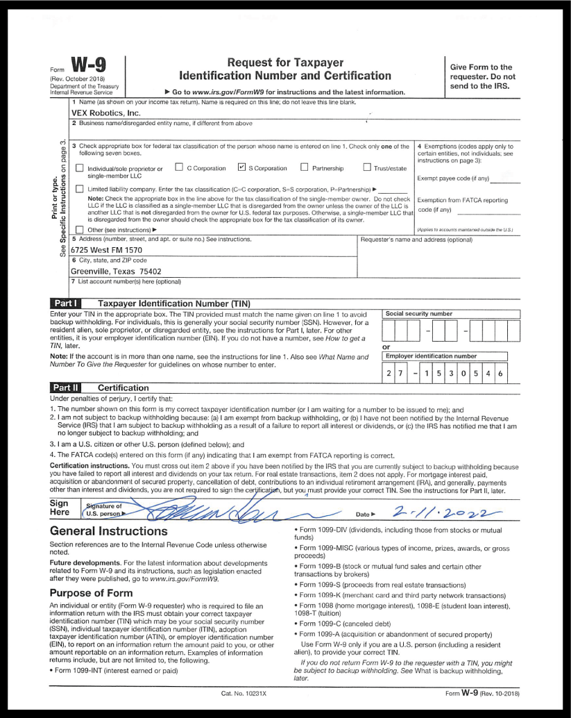 W9 Form For Texas