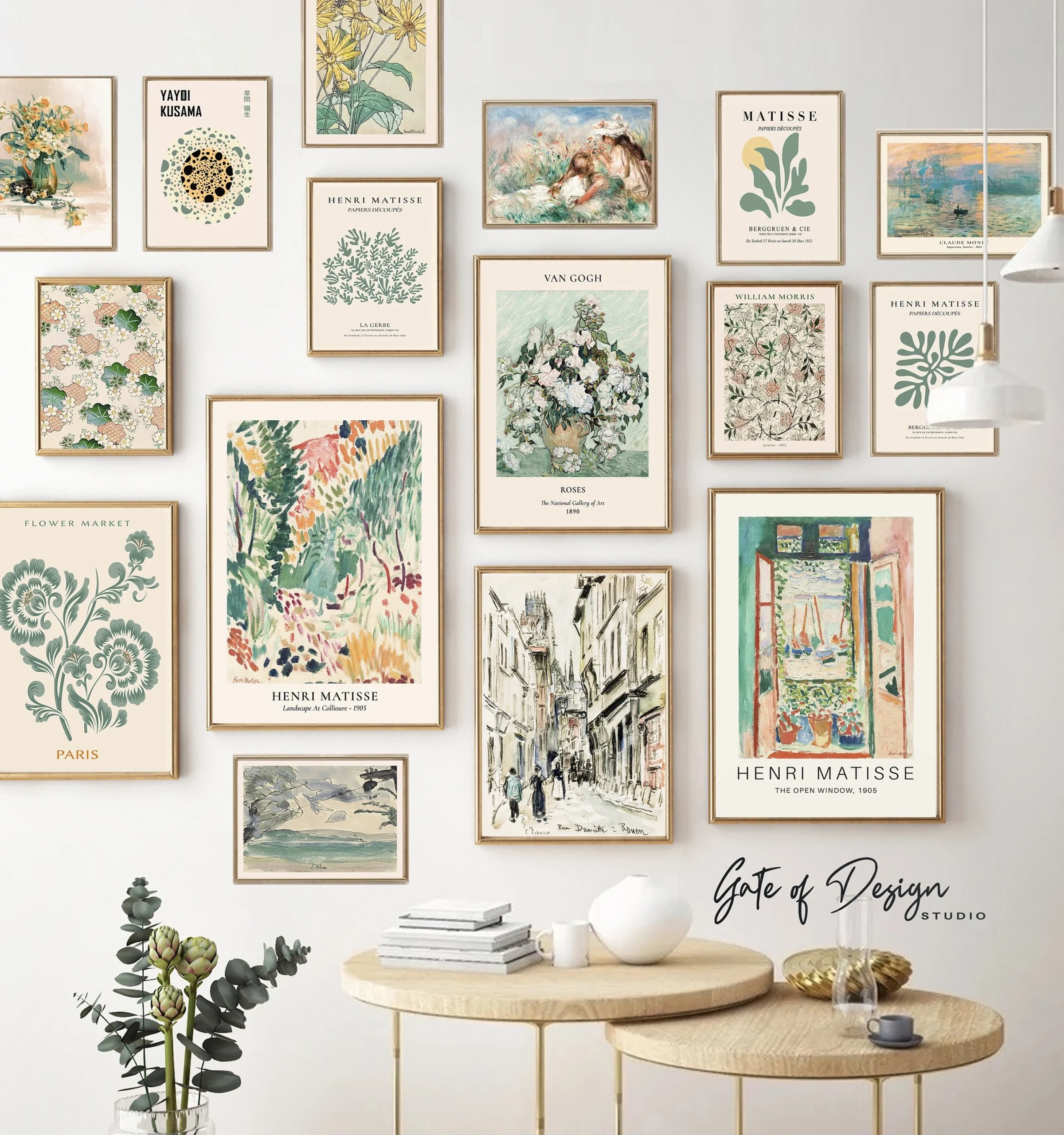 Vintage Green Gallery Wall Art Prints Eklektisches 16er Set 