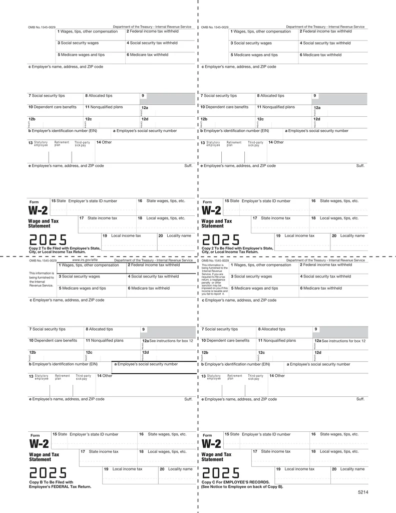 W2 Form 2026 Employee