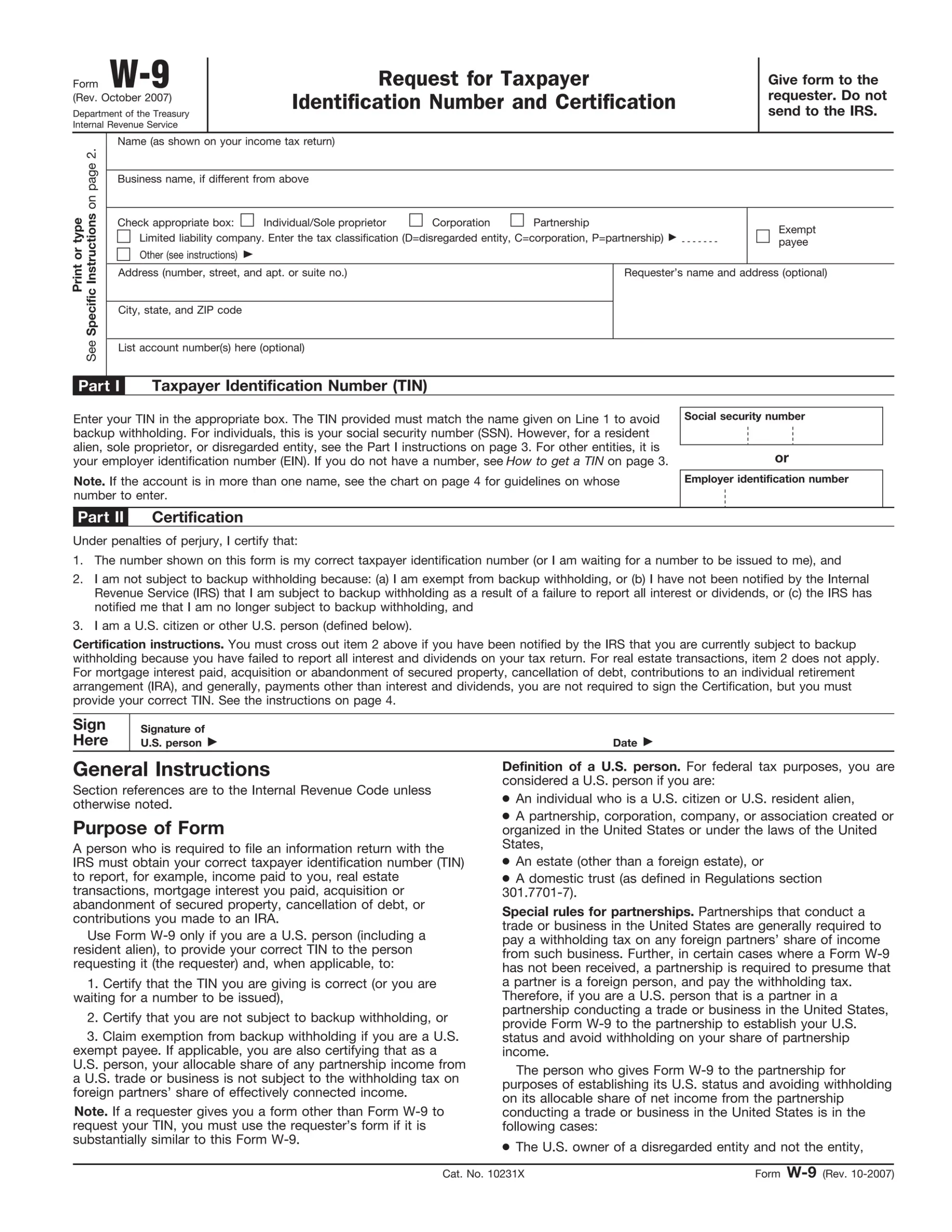 W 9 Form PDF