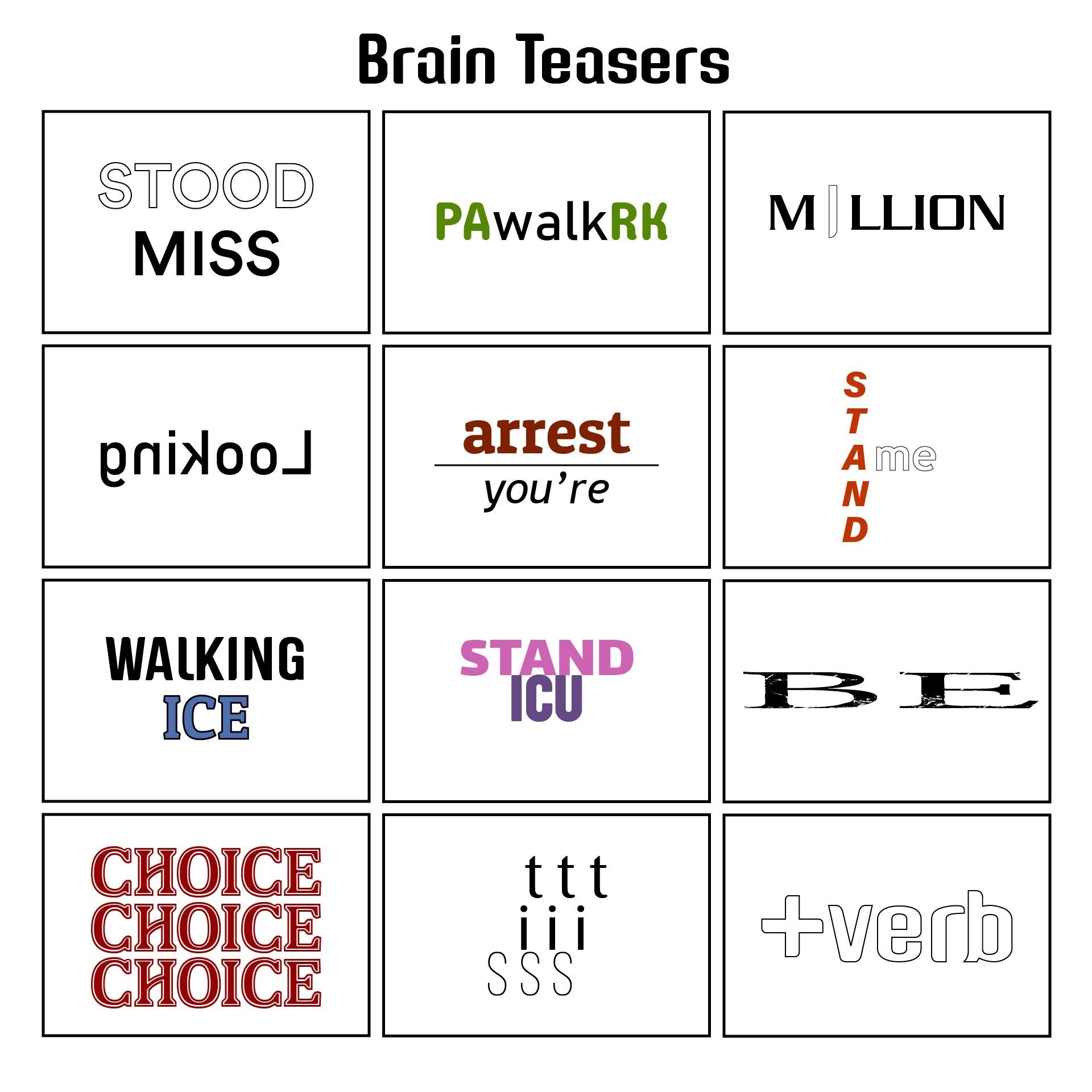 Brain Teaser Puzzles For Adults Printable