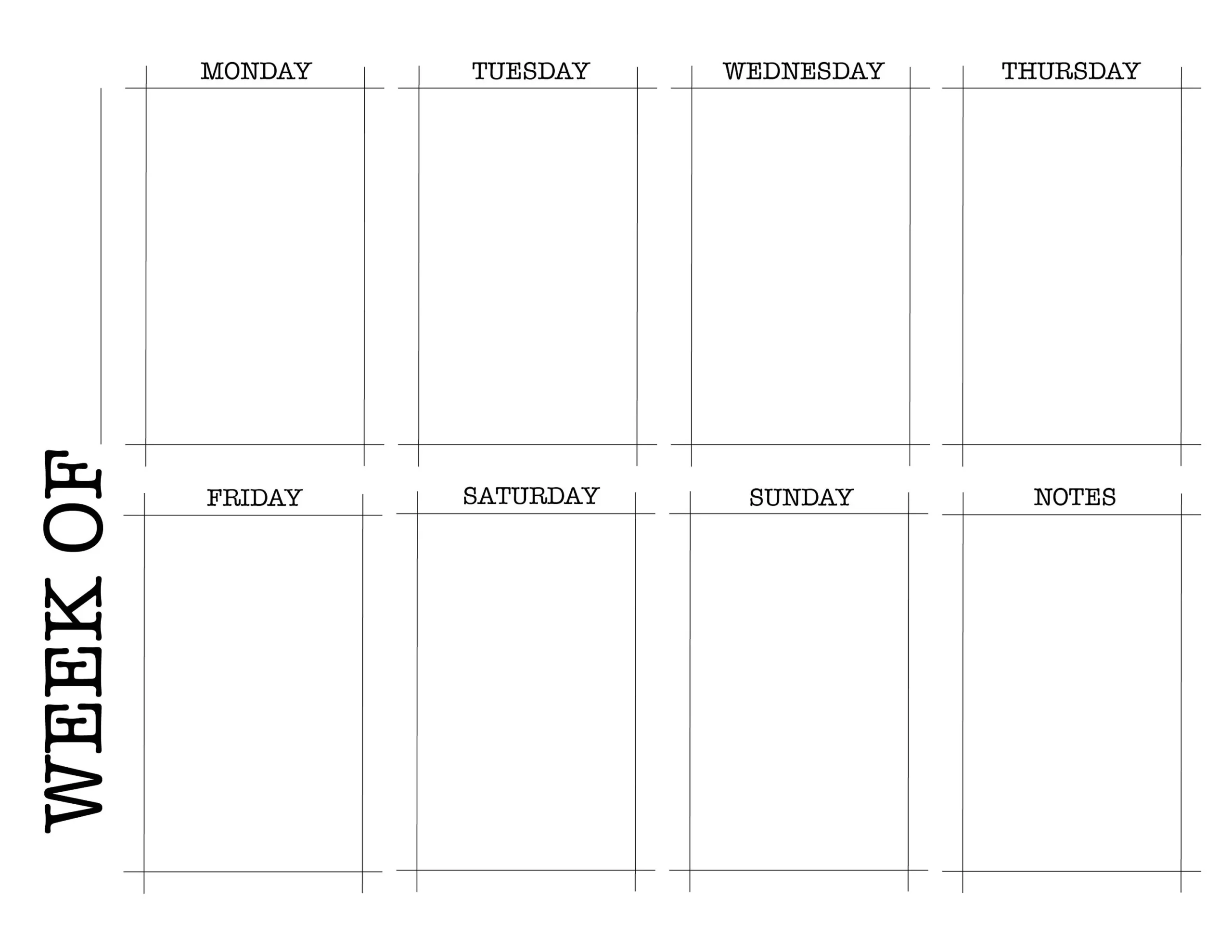 Blank Weekly Printable Calendar