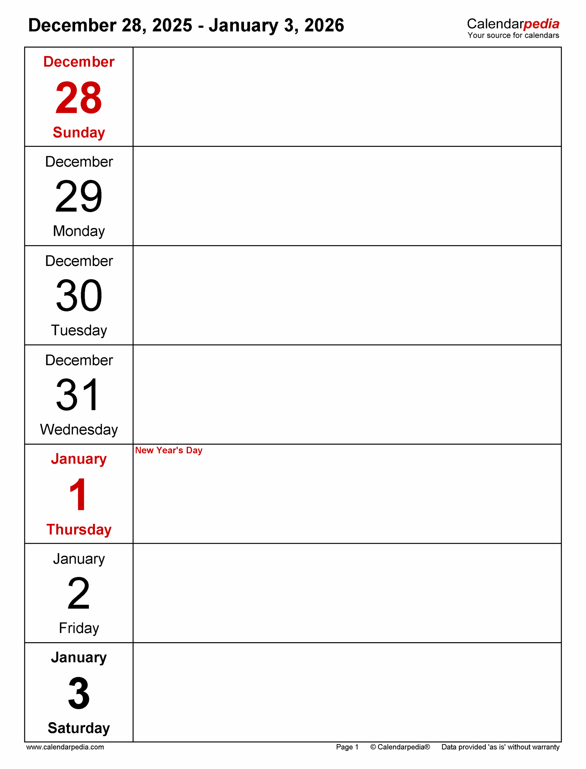 Weekly Calendars 2026 For PDF 12 Free Printable Templates