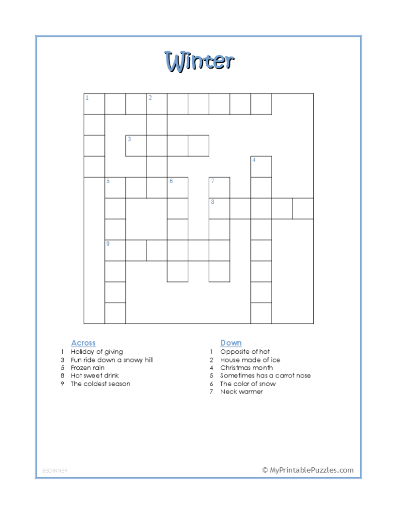 Crossword Puzzles For Beginners