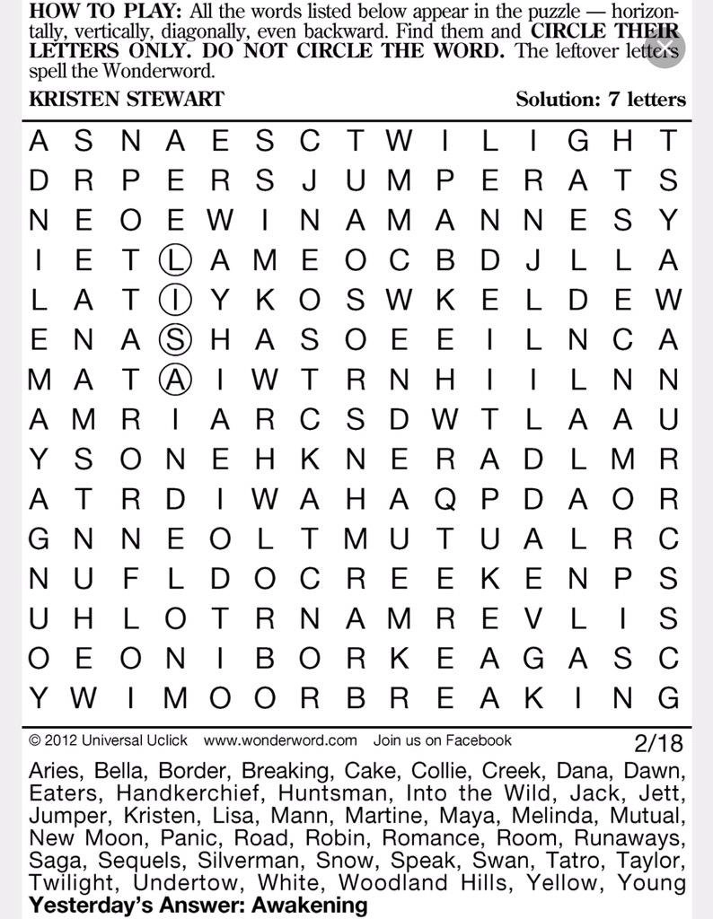 Wonderword Puzzles Printable Printable Party Favors