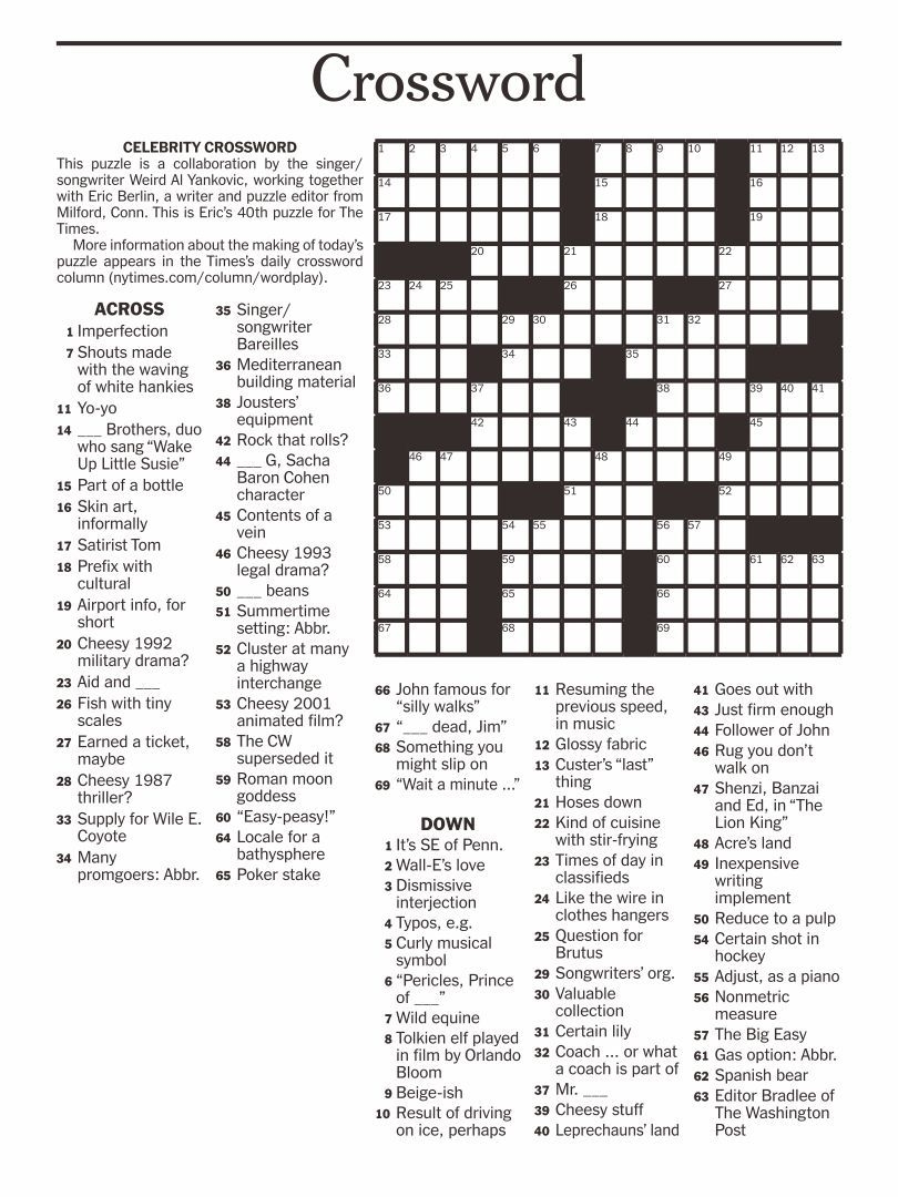 Printable Daily Crossword Puzzles Free