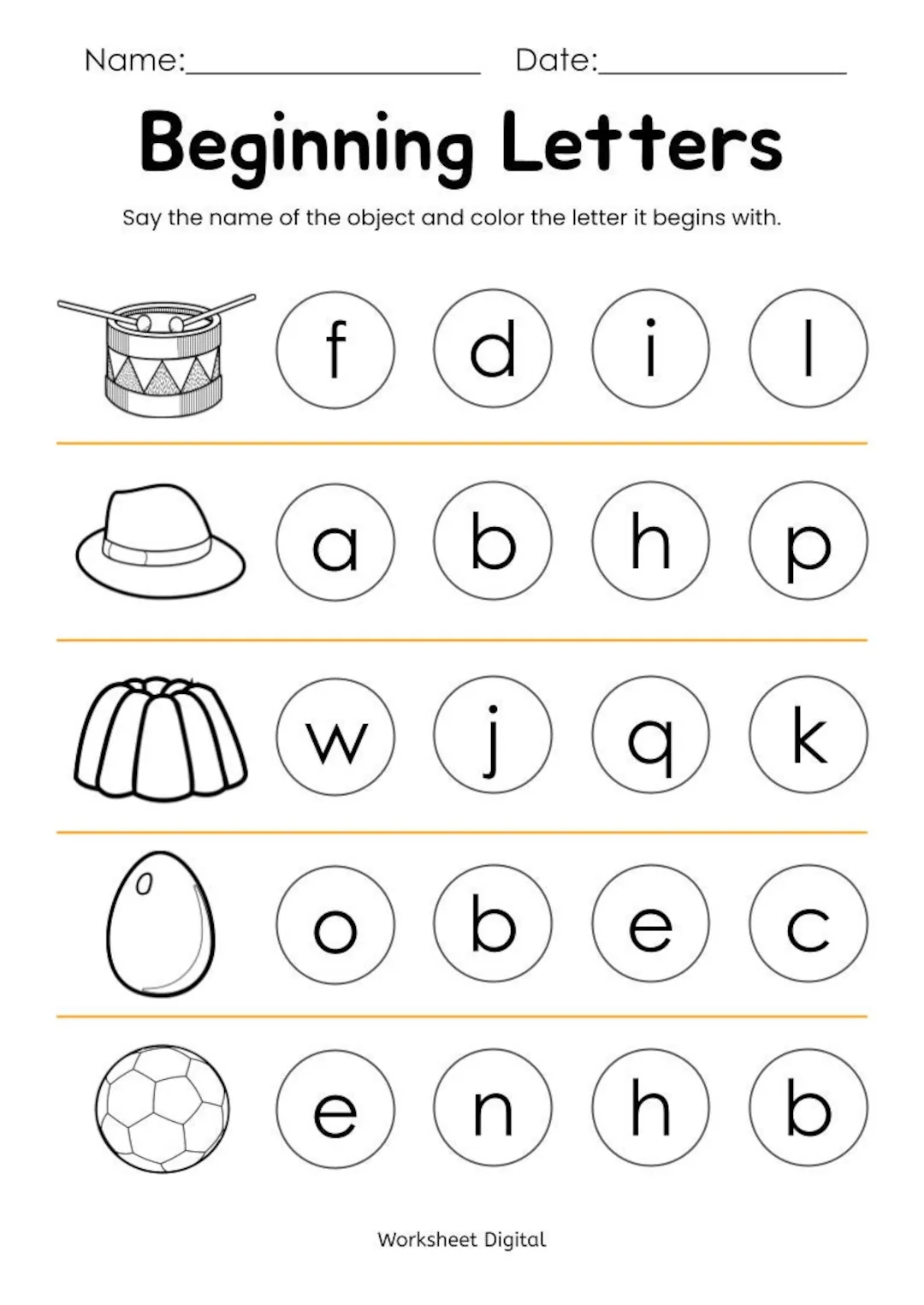 10 Printable Beginning Letters Worksheets For Kindergarten 