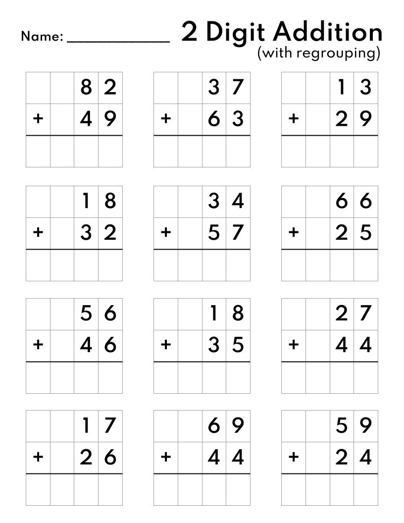 Addition Worksheets Grade 2 Free Printable