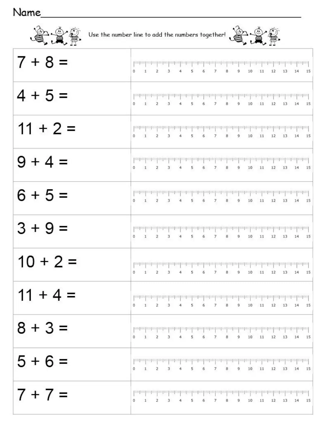 10 Printable Worksheets Number Line Addition Addition Using A 