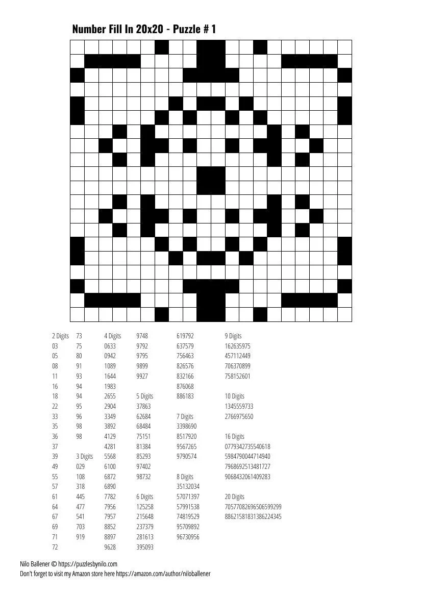 Fill It In Puzzles Printable Free