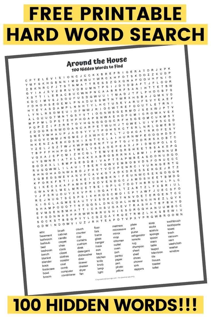 Word Search 100 Words Printable