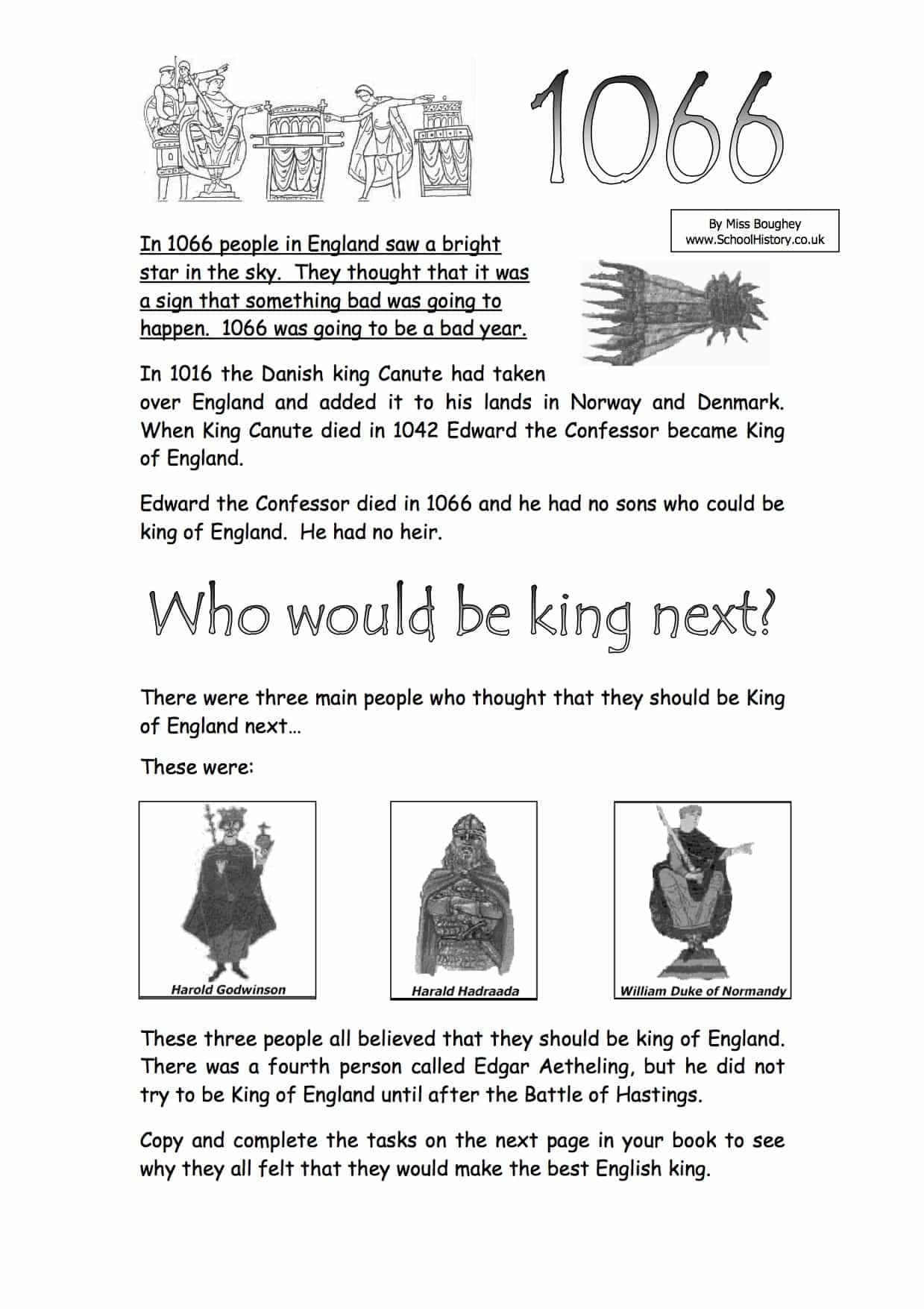 1066 Who Should Be King Worksheet Free Printable PDF SEN 