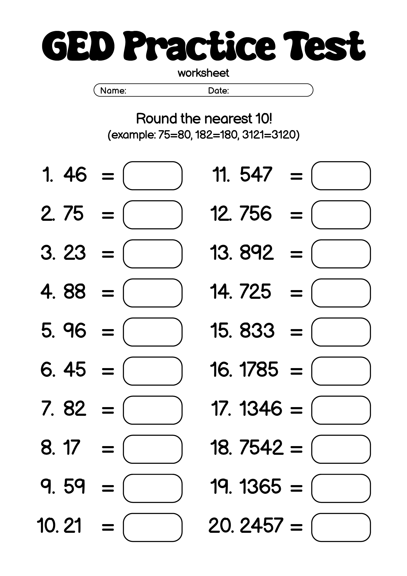 Ged Practice Test Printable Worksheets