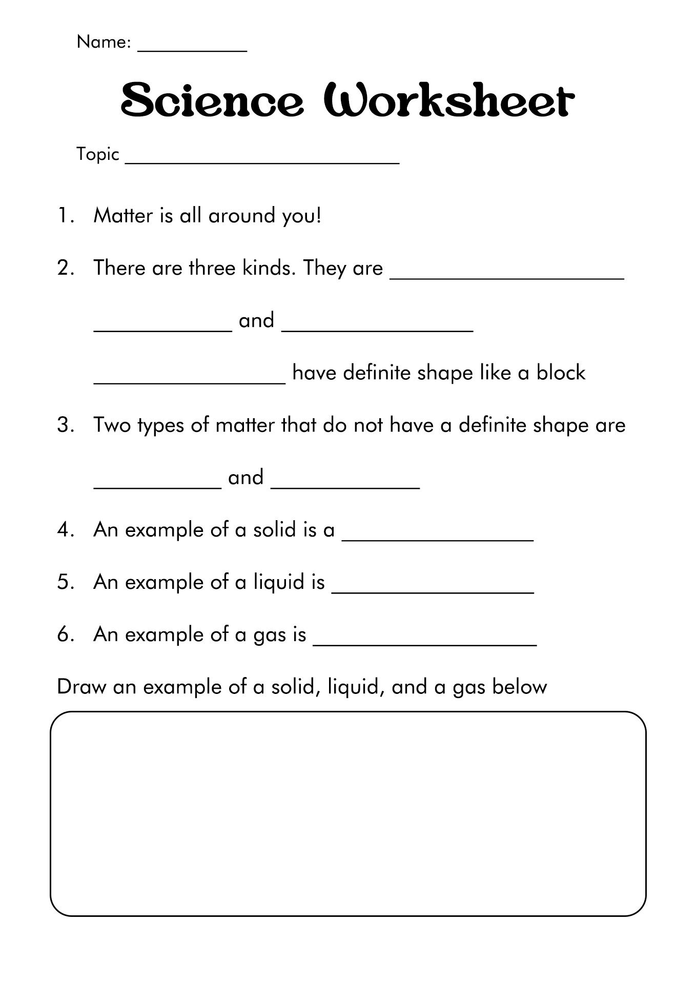 14 6 Grade Science Worksheets
