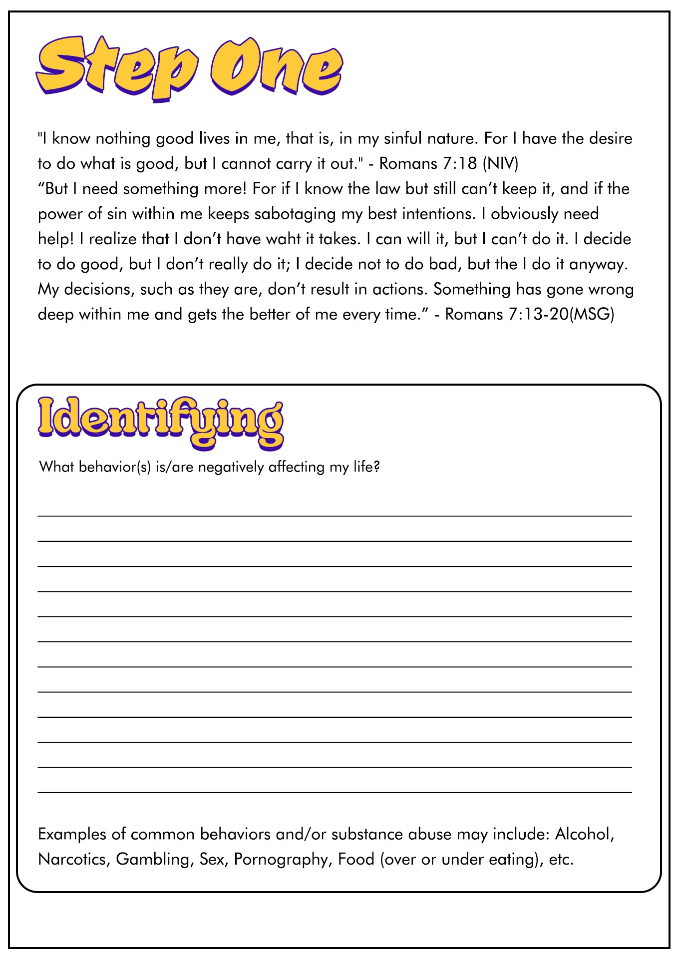 Aa Step One Worksheets Printable
