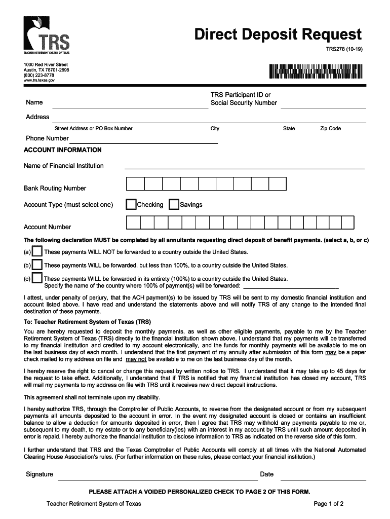 2019 2025 Form TX TRS 278 Fill Online Printable Fillable Blank 