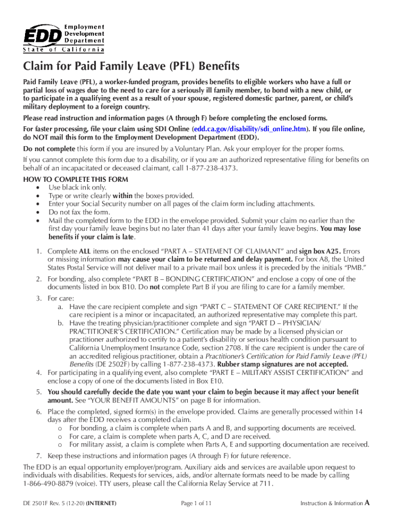 2020 2025 Form CA DE 2501F Fill Online Printable Fillable Blank 