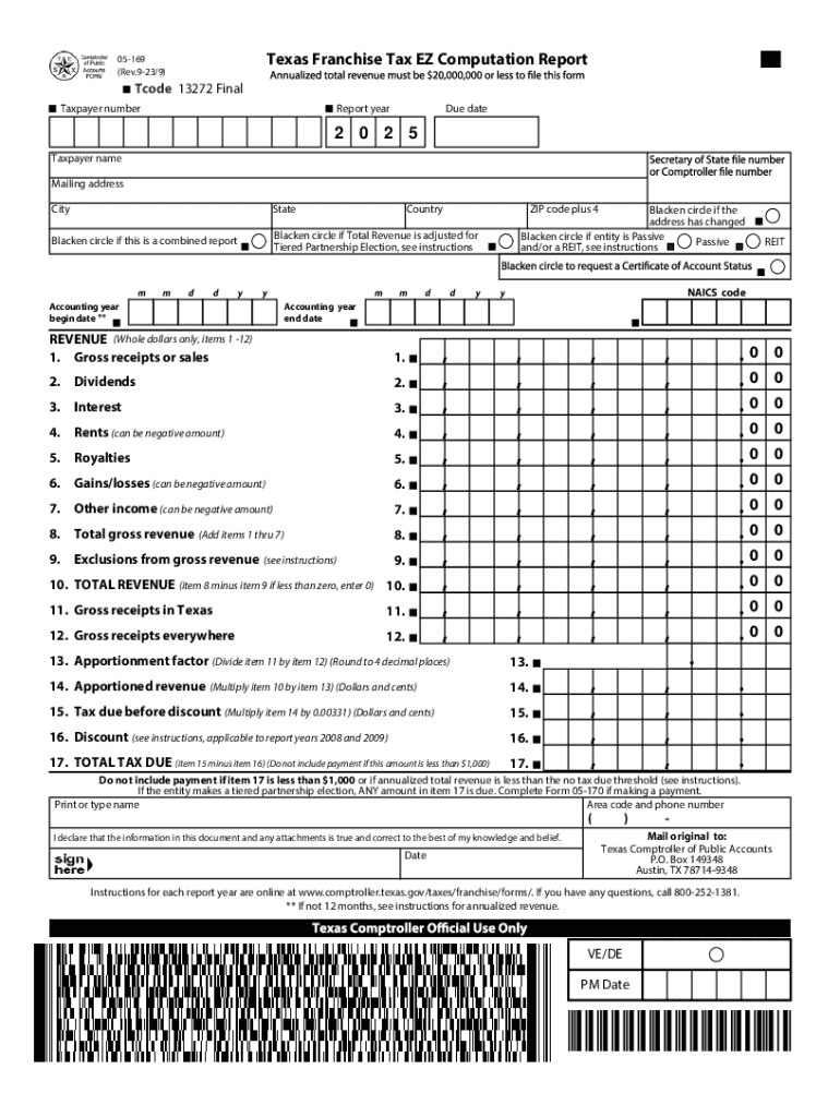 2025 Form TX 05 169 Fill Online Printable Fillable Blank 