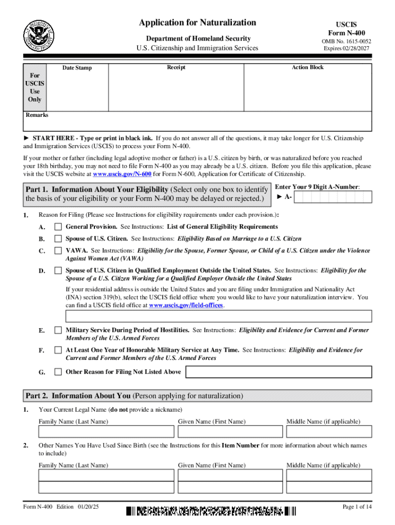 2025 Form USCIS N 400 Fill Online Printable Fillable Blank 
