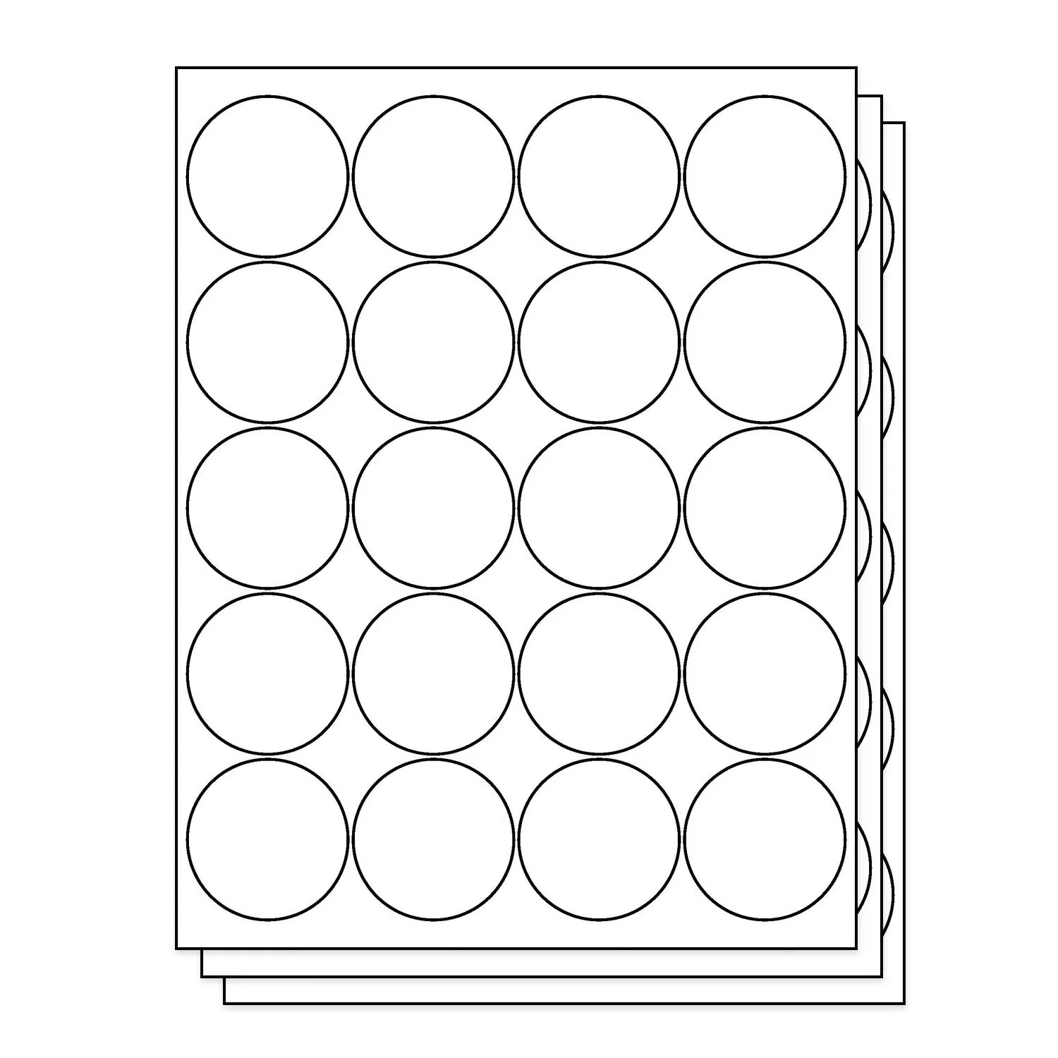 20UP 2 Inch Blank Circle Labels 20 Labels Per Sheet