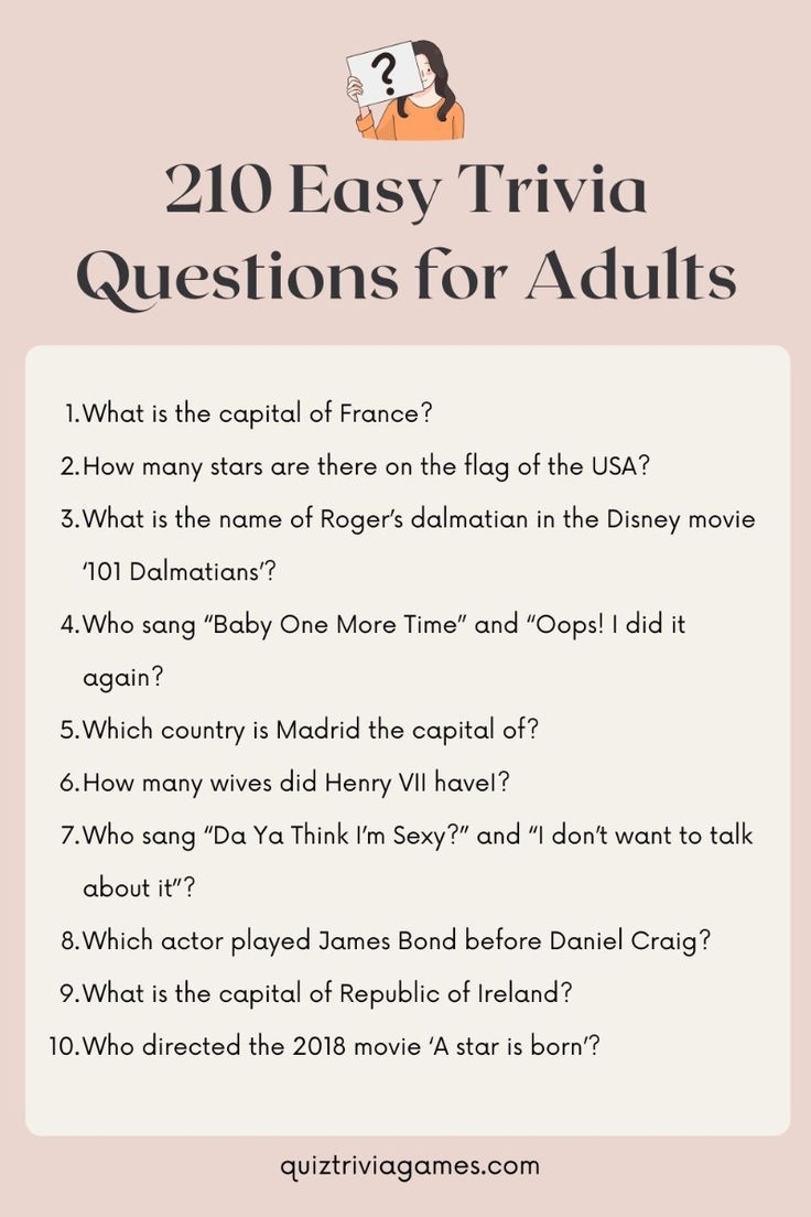 210 Easy Trivia Questions For Adults