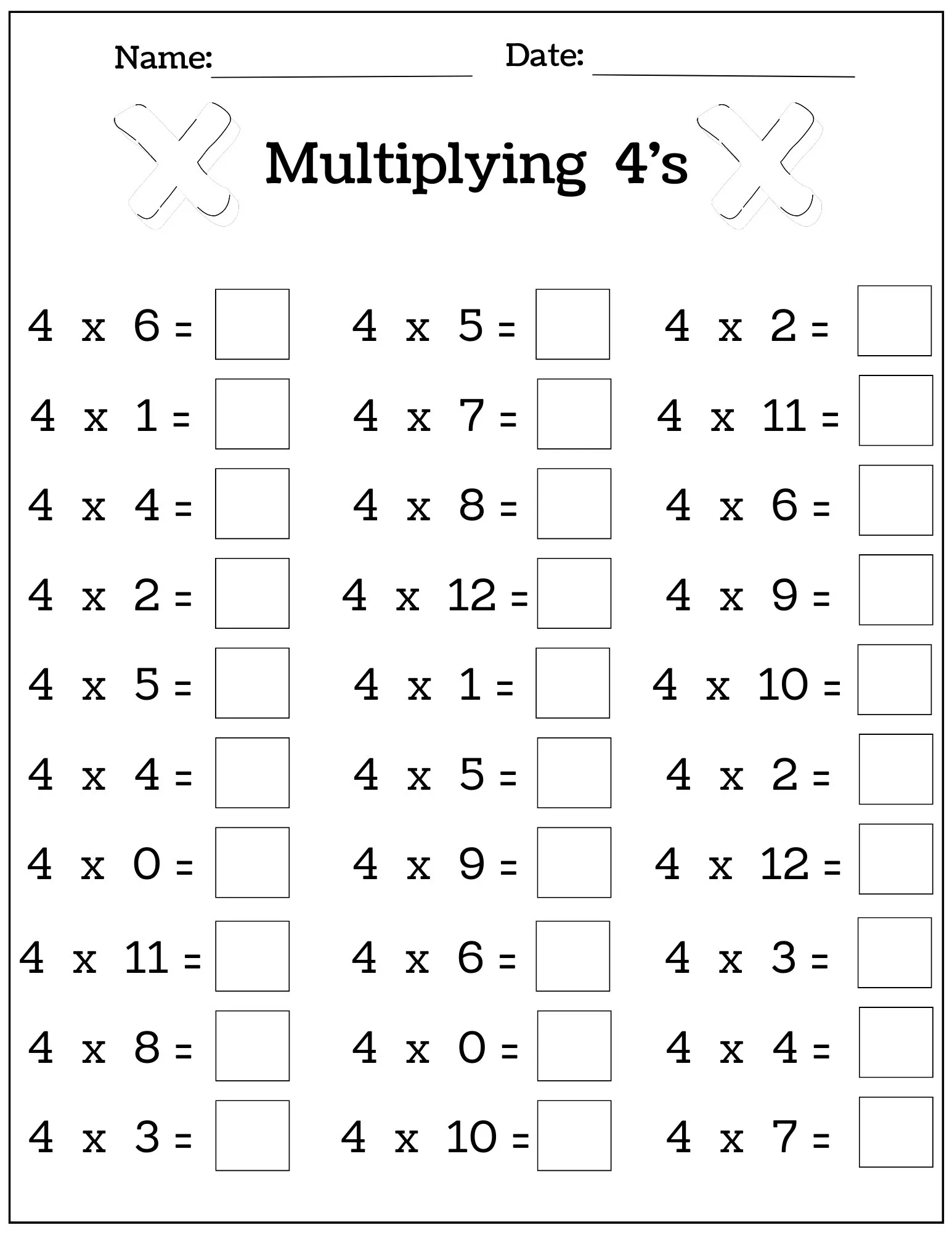 Printable Multiplication Practice Worksheets