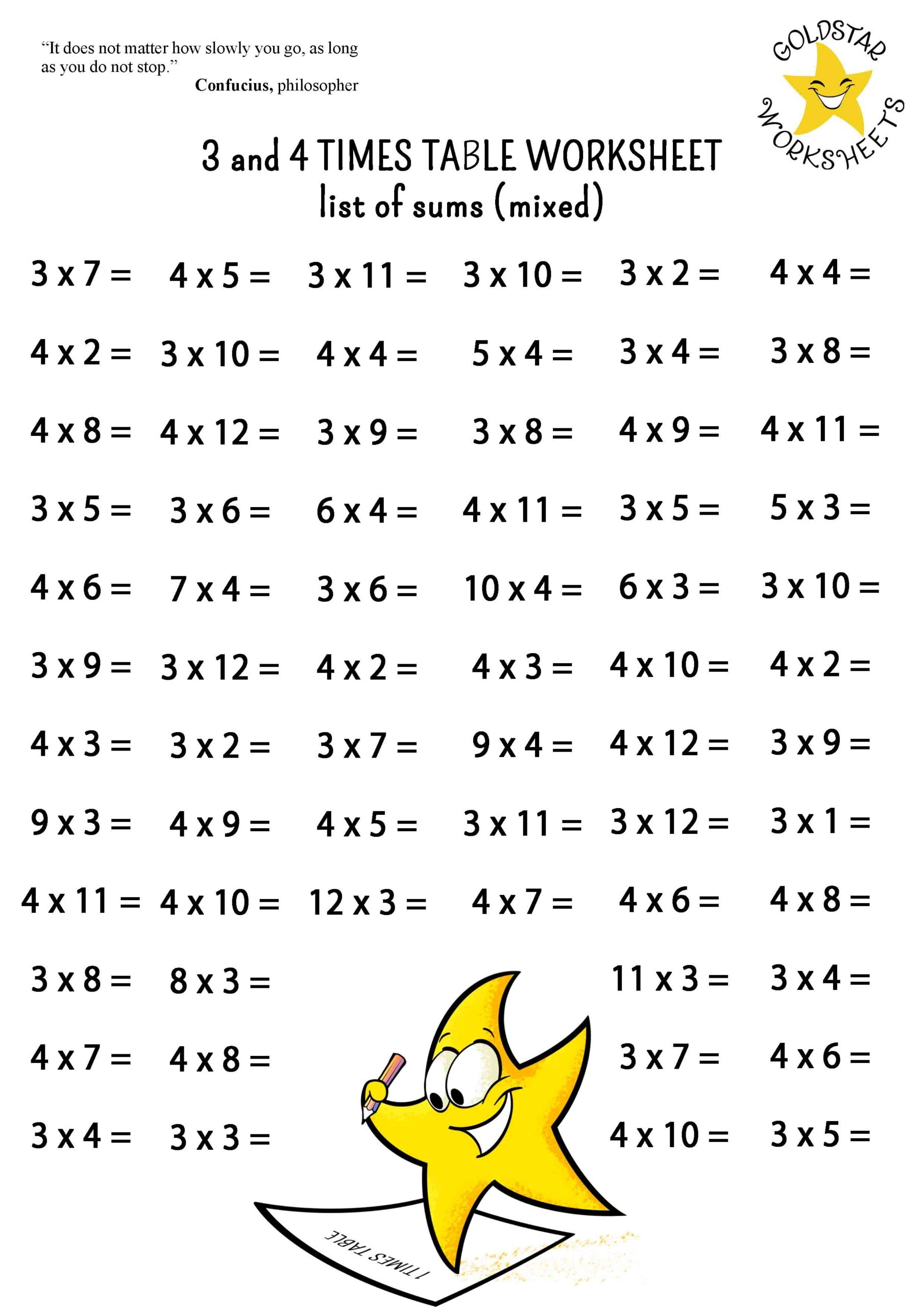 Printable 3 Times Table Worksheet